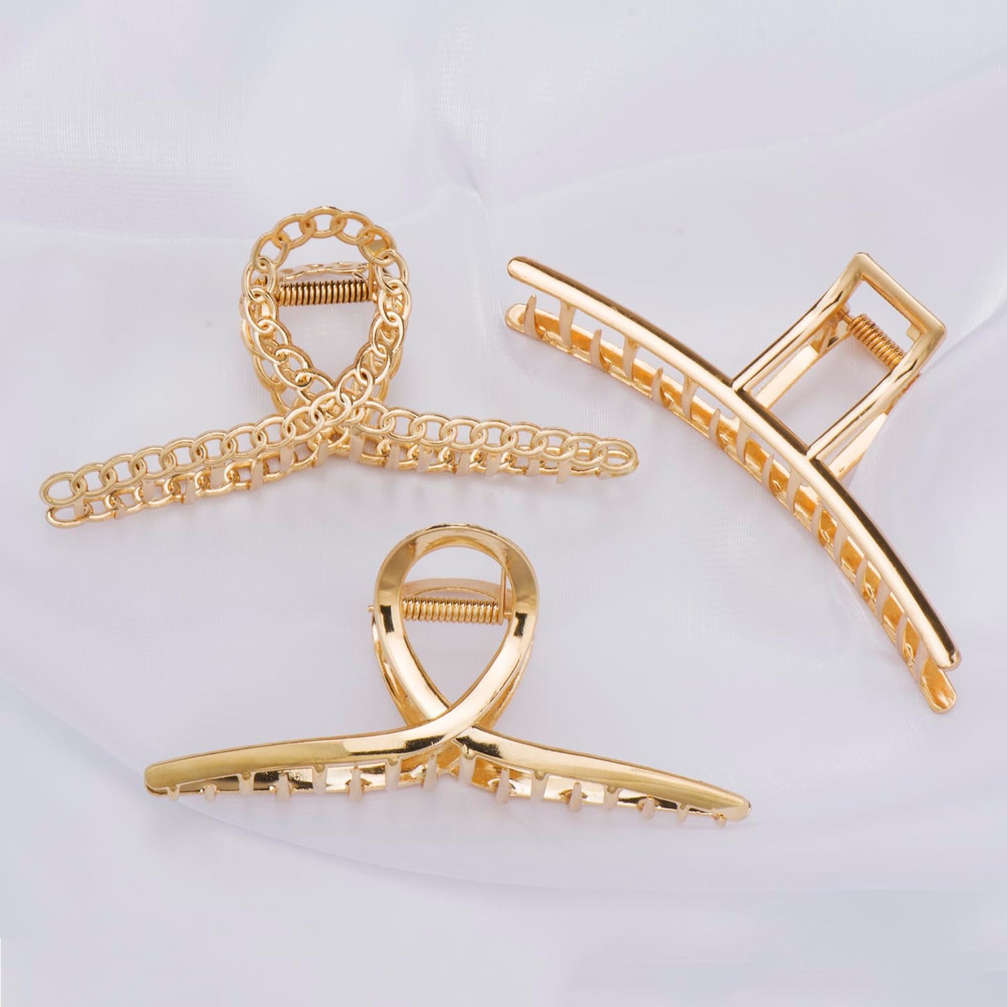 Mehayi 3 PCS Metal Large Claw Clips for Thick Heavy Hair, Strong Hold Big Non-Slip Hair Catch Barrette Jaw Clamp for Long Hair, Fashion Styling Accessories for Women Girls