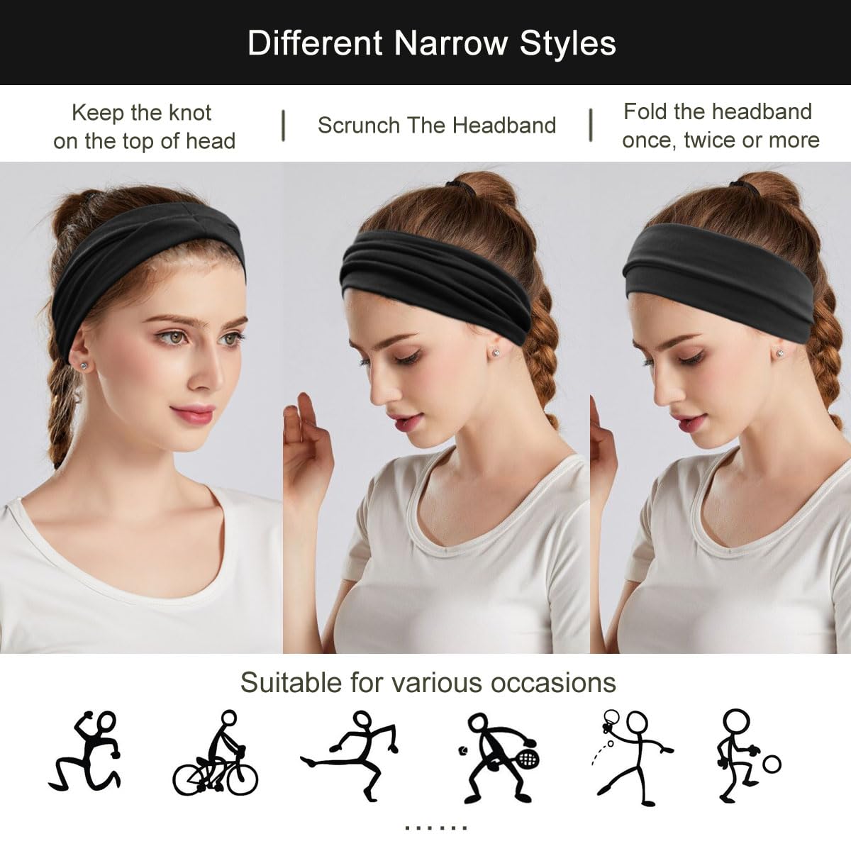 Boho Headbands For Women Fashion Wide Headband Yoga Workout Head Bands Hair Accessories Band 6 Pack