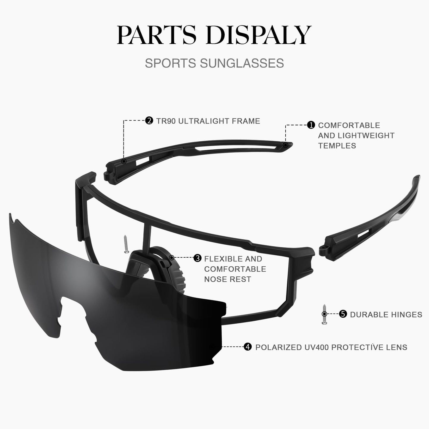 Polarized Sport Sunglasses for Men and Women, Lightweight Sun Glasses with UV Protection for Cycling Running Fishing