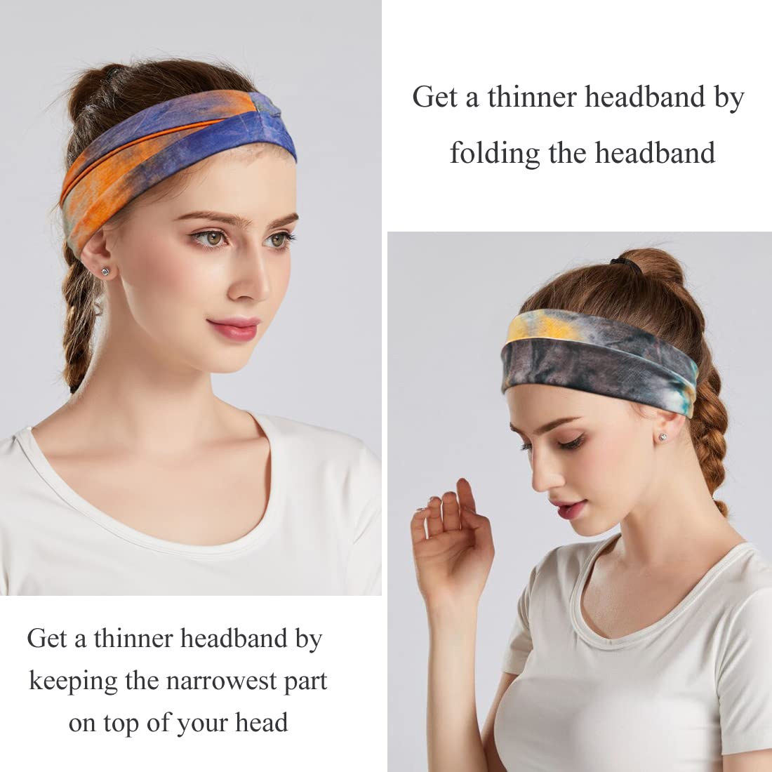 Boho Headbands For Women Fashion Wide Headband Yoga Workout Head Bands Hair Accessories Band 6 Pack