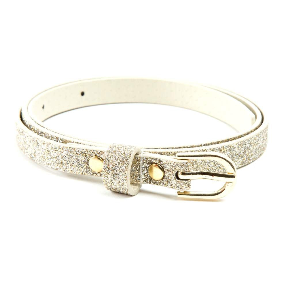 Kids Ultra-Skinny Sparkly Belt, Ages 4-7 Years and 8-14 Years, Stylish Glitter Belt for Girls