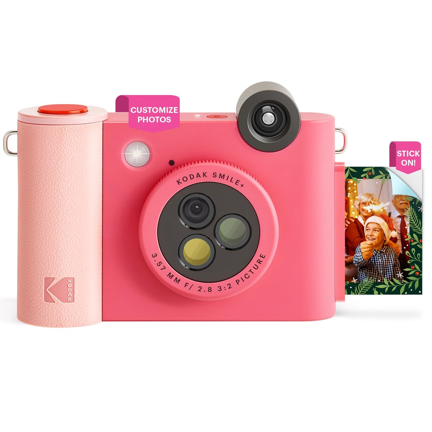 KODAK Smile+ 2-in-1 Digital Instant Print Camera & Wireless Bluetooth Photo Printer - 10MP, Special-Effect Rotating Lens, Zink 2x3” Sticky-Back Photos, Print via Fun App from Smart Devices - Fuchsia