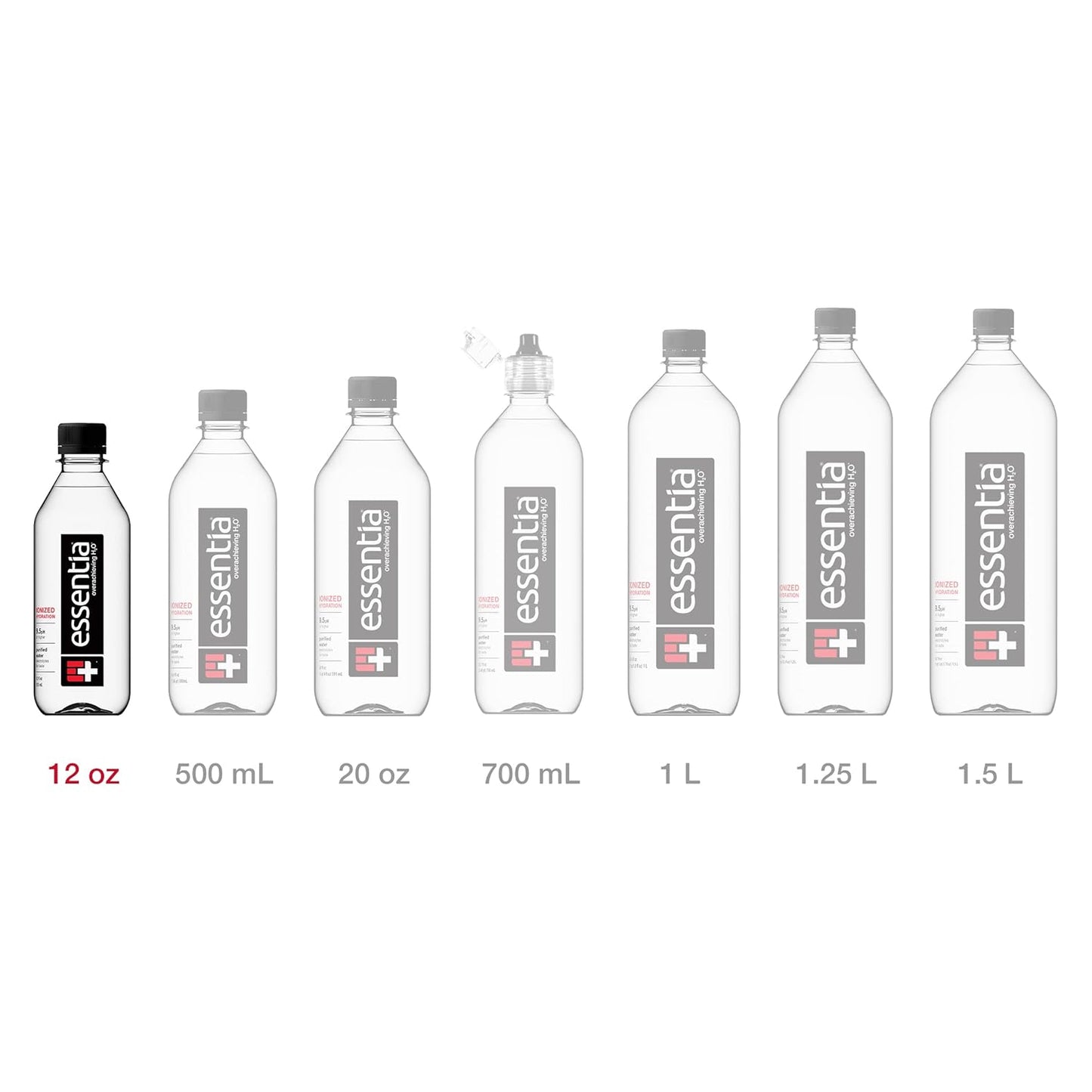 Essentia Water LLC; Ionized Alkaline Bottled Water; 99.9% Pure; 9.5 pH or Higher; Consistent Quality in Every BPA and Phthalate-Free Bottle; 12 Fl Oz (Pack of 12)