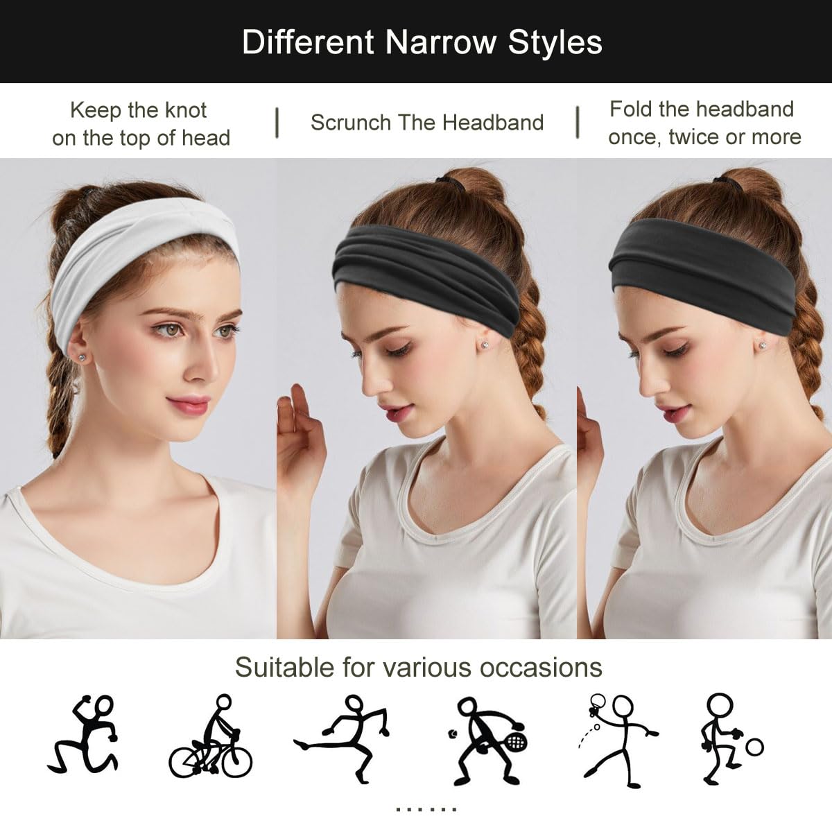 Boho Headbands For Women Fashion Wide Headband Yoga Workout Head Bands Hair Accessories Band 6 Pack