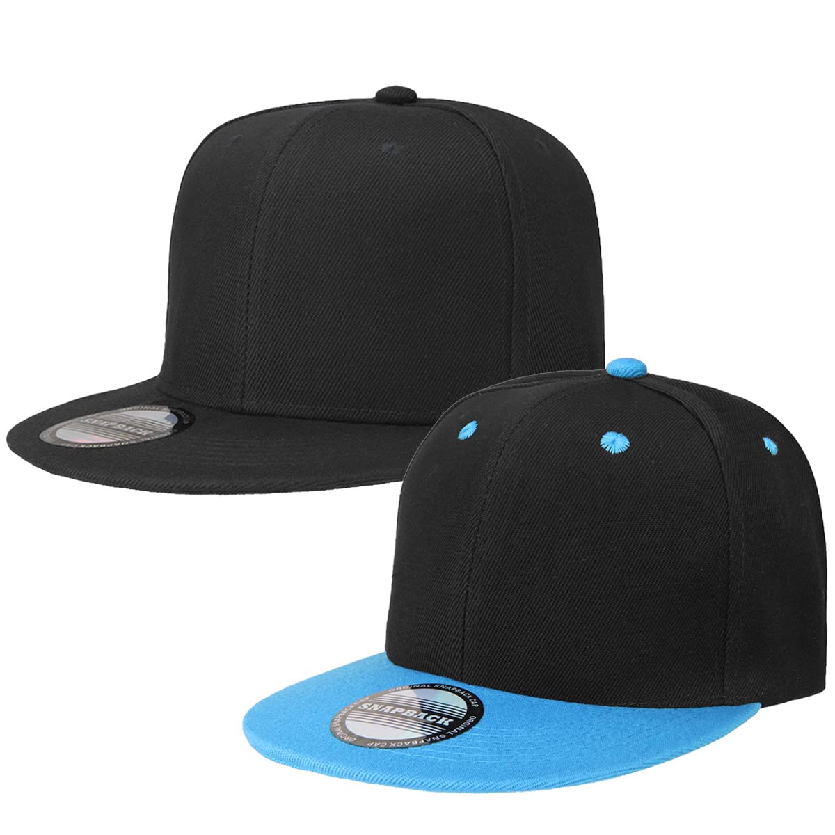 Classic Snapback Hat Cap Hip Hop Style Flat Bill Blank Solid Color Adjustable Size