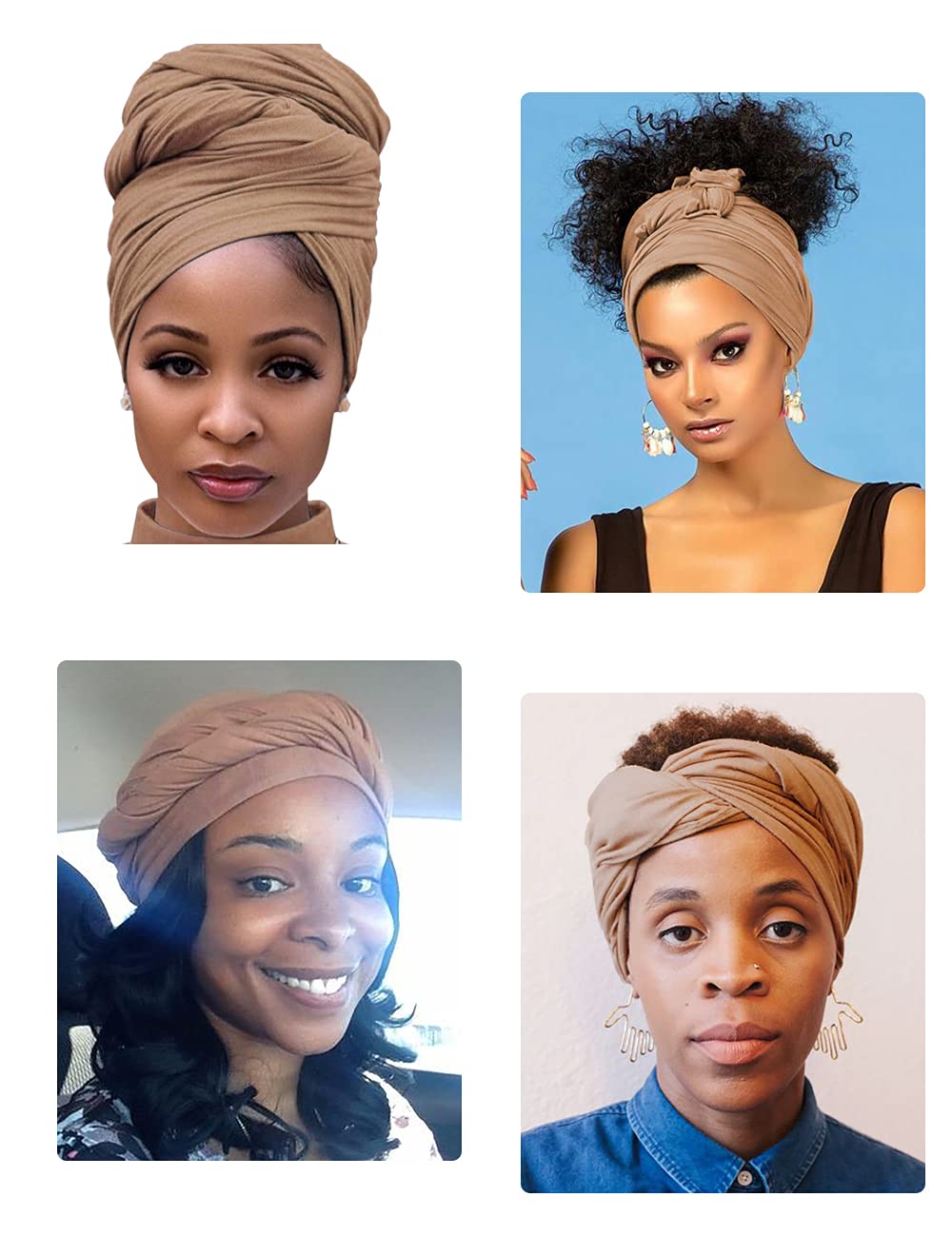 Harewom Head Wraps for Black Women Stretch Head Scarf Long African Hair Wraps Turban Headwraps Jersey Headbands