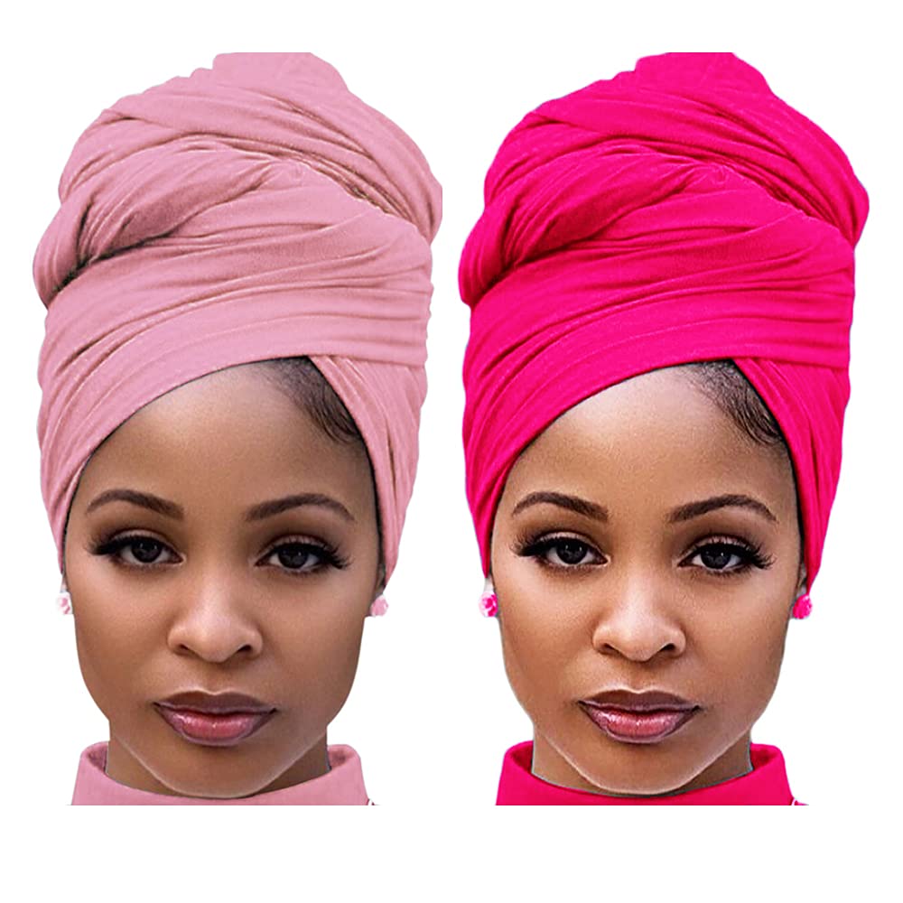 Harewom Head Wraps for Black Women Stretch Head Scarf Long African Hair Wraps Turban Headwraps Jersey Headbands