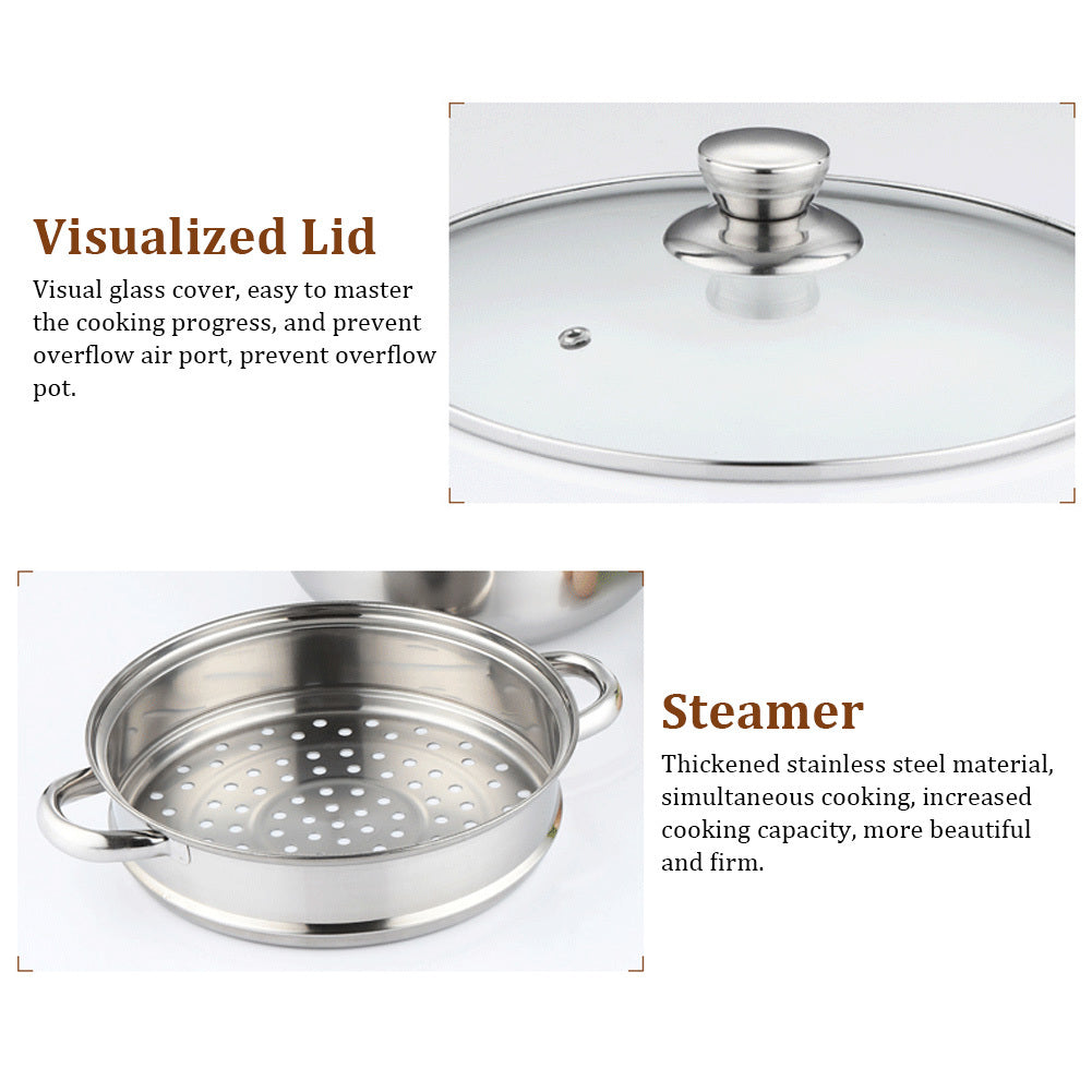 Three-layer cooking multi-purpose soup steamer