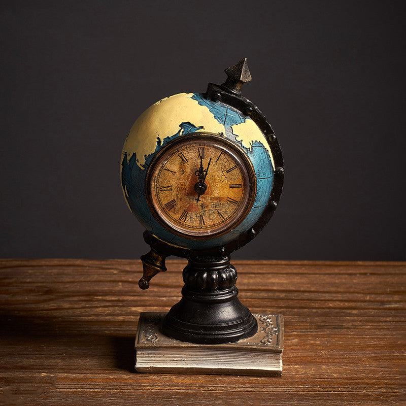 Retro globe clock home decoration