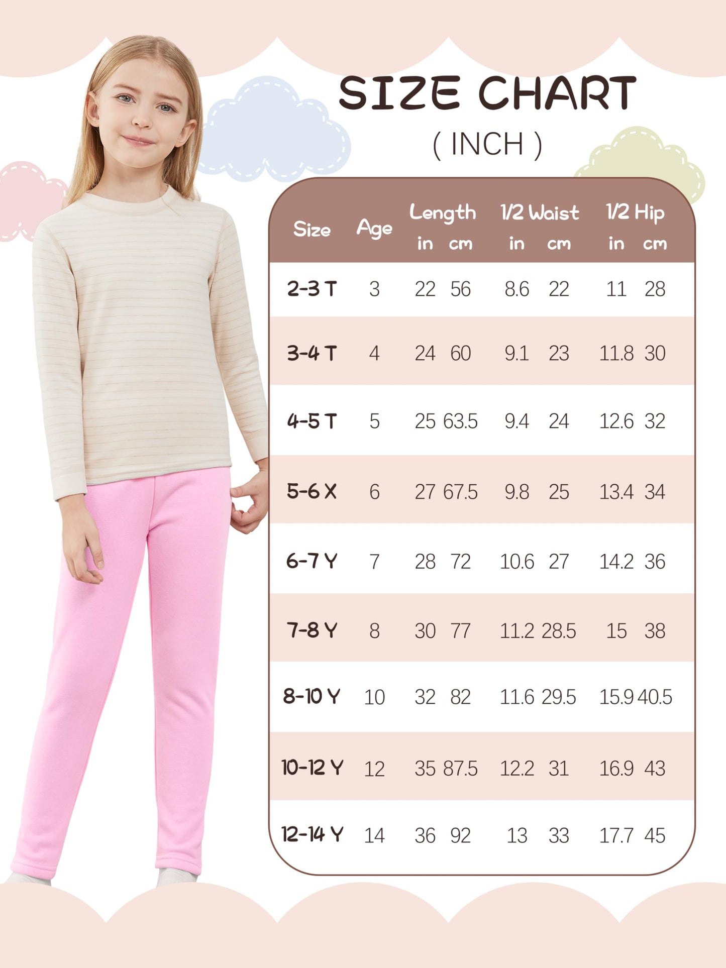 Girls Fleece Lined Leggings Cotton Kids Winter Warm Leggings Thick Thermal Tights Pants