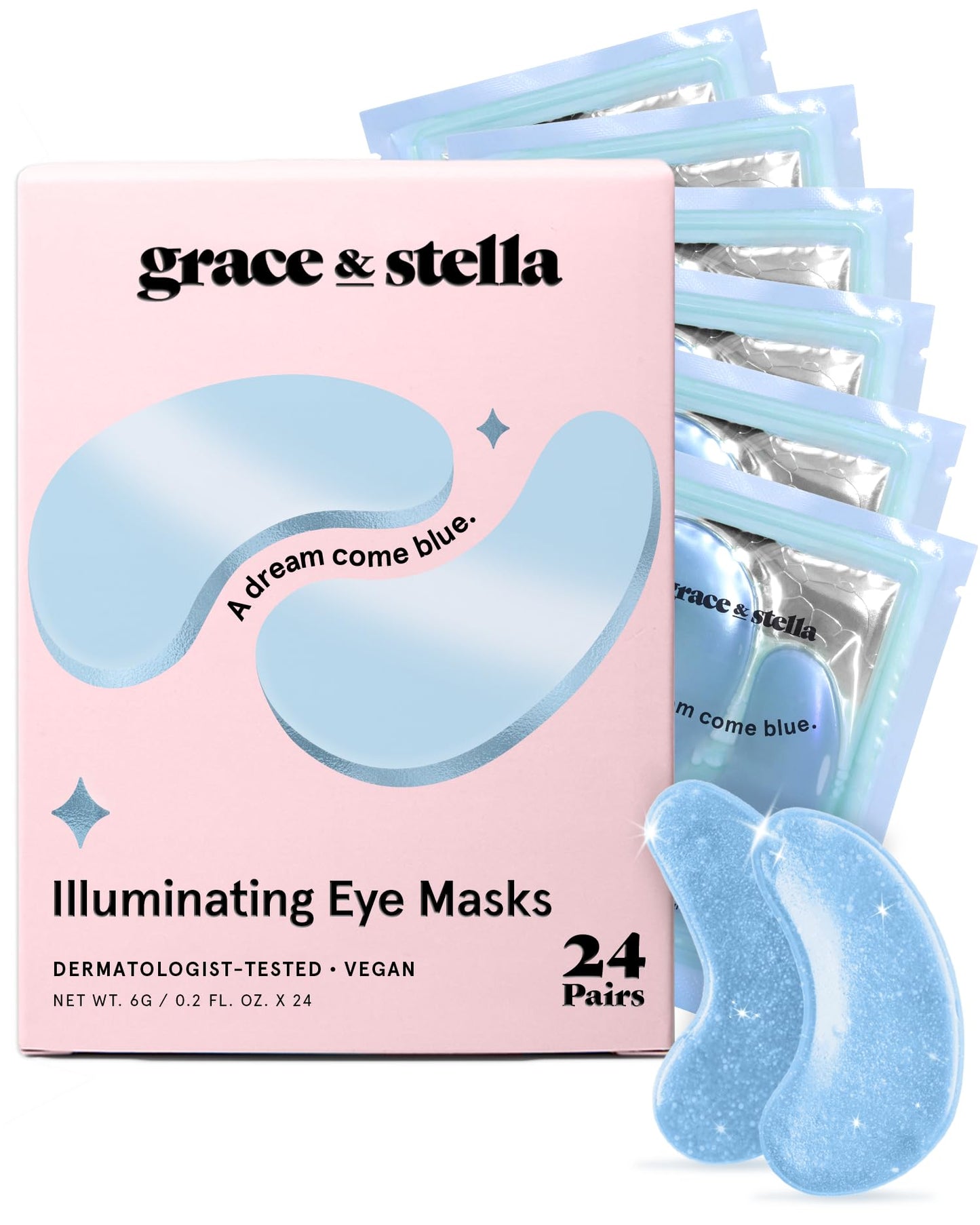 grace & stella Under Eye Mask - Gifts for Women - Reduce Dark Circles, Puffy Eyes, Undereye Bags, Wrinkles - Gel Under Eye Patches - Bridesmaid Gifts - Vegan Self Care (24 Pairs, Gold)