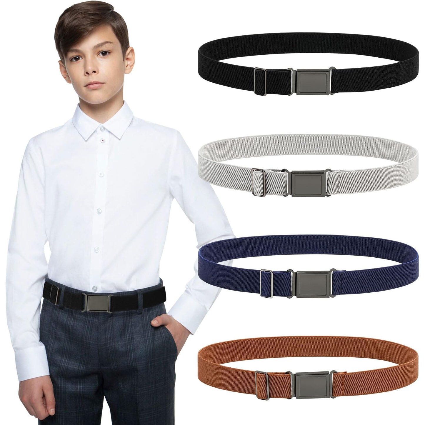 Kajeer Magnetic Boys Belt, Adjustable Elastic Kids Belts for Boys Girl with Magnetic Buckle