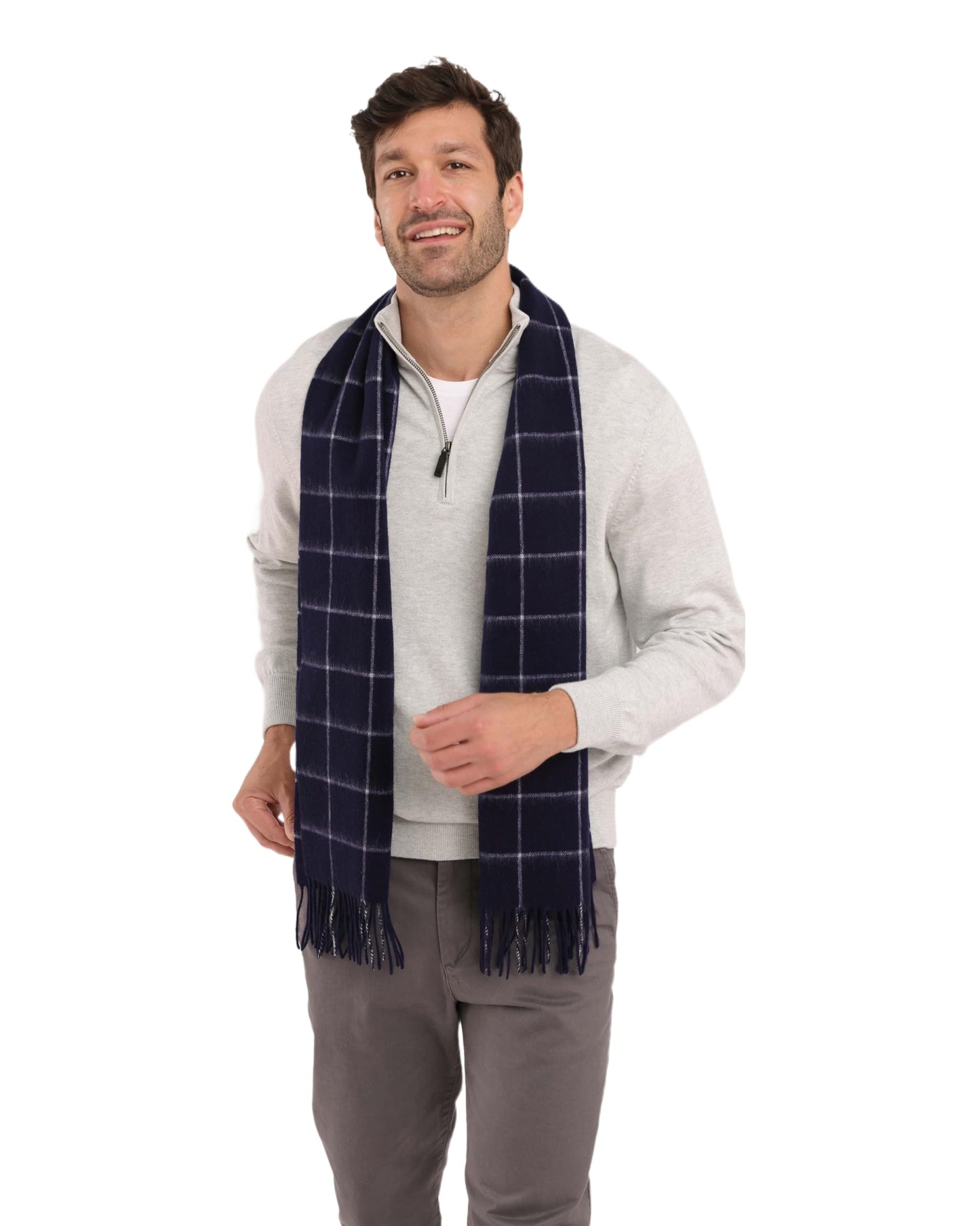 Cashmere Luxe Cashmere Blend Windowpane Woven Scarf