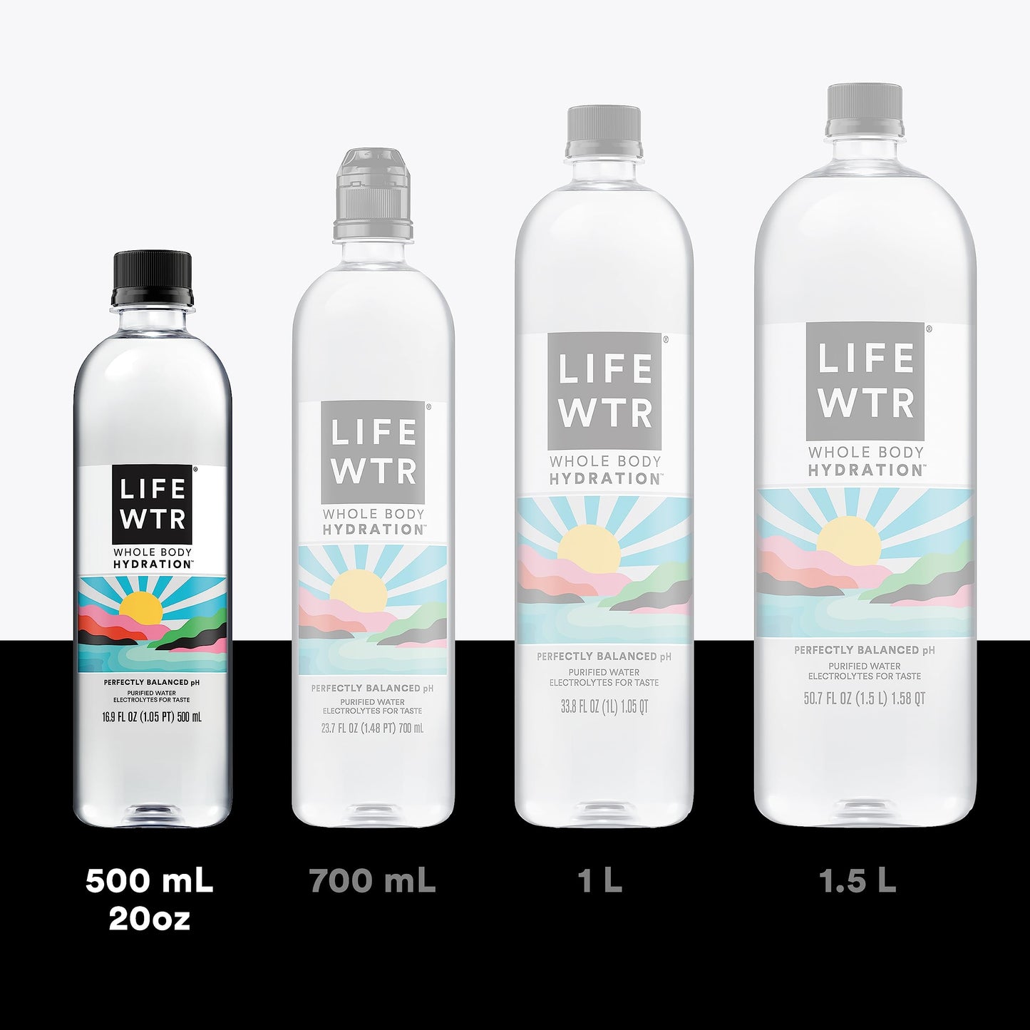 LIFEWTR Premium Purified Water pH Balanced with Electrolytes, 100% recycled plastic bottles, 16.9 Fl Oz Bottles, 500ml (Pack of 12)