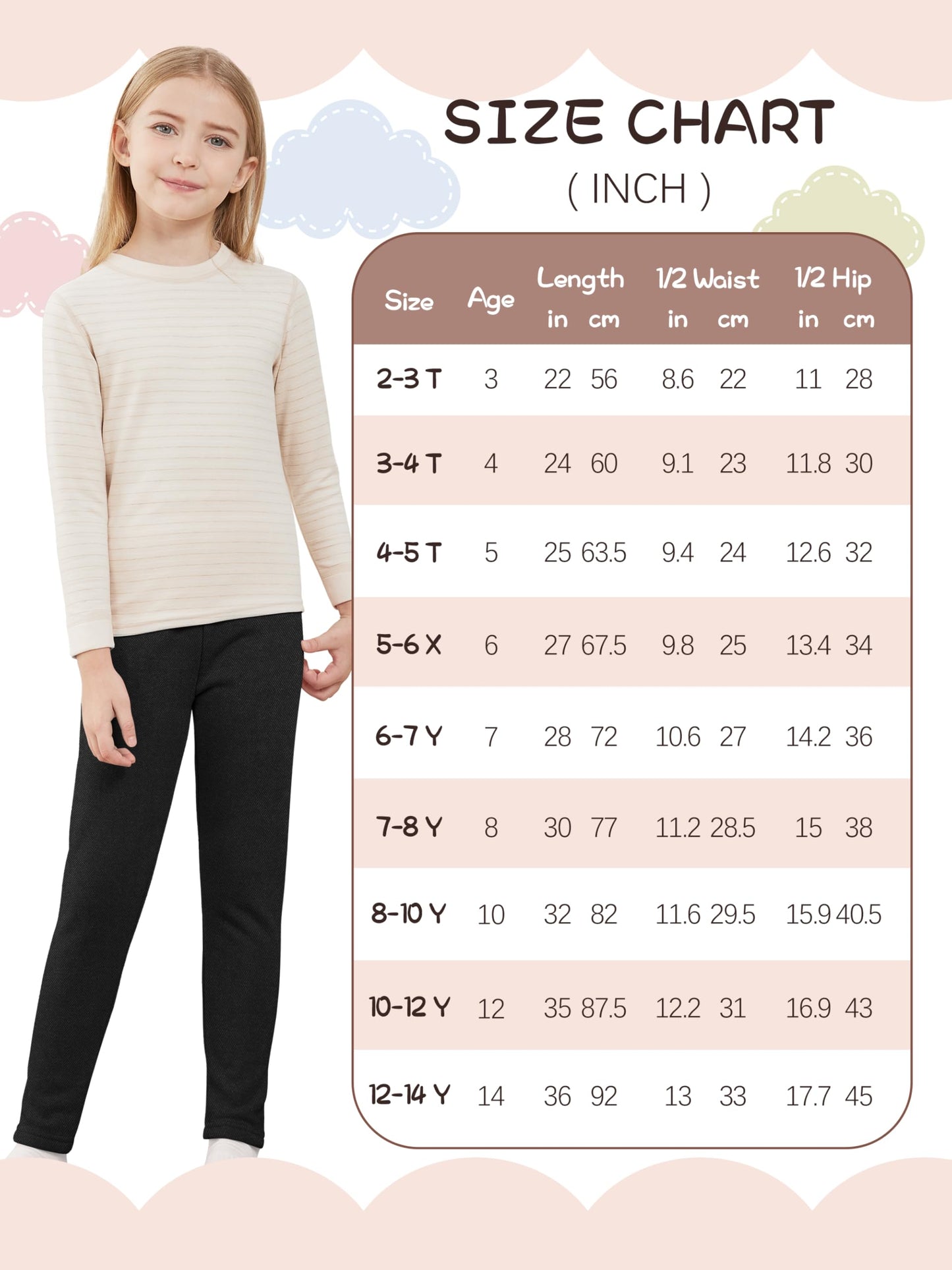 Girls Fleece Lined Leggings Cotton Kids Winter Warm Leggings Thick Thermal Tights Pants