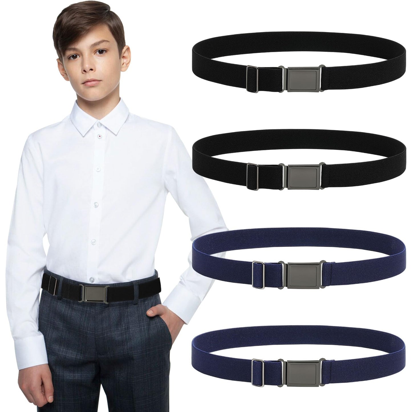 Kajeer Magnetic Boys Belt, Adjustable Elastic Kids Belts for Boys Girl with Magnetic Buckle