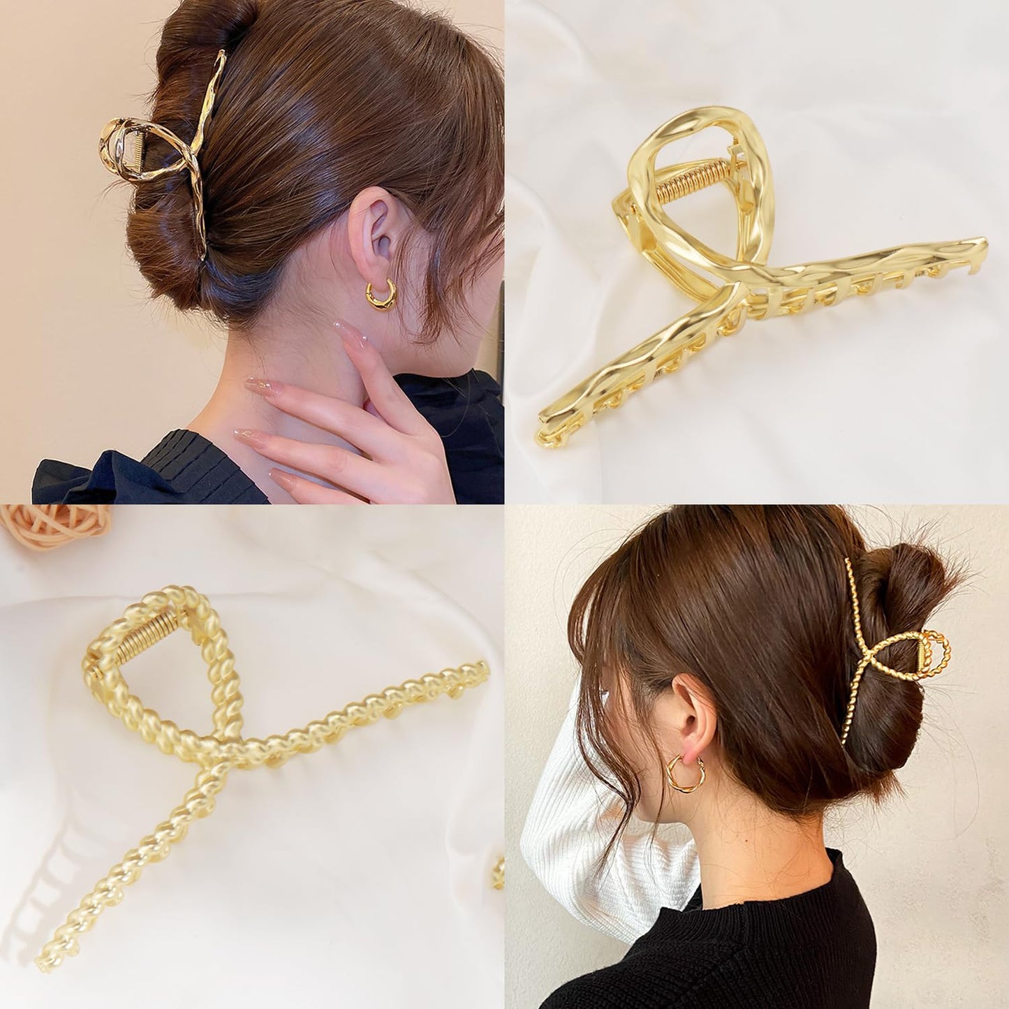 Mehayi 3 PCS Metal Large Claw Clips for Thick Heavy Hair, Strong Hold Big Non-Slip Hair Catch Barrette Jaw Clamp for Long Hair, Fashion Styling Accessories for Women Girls