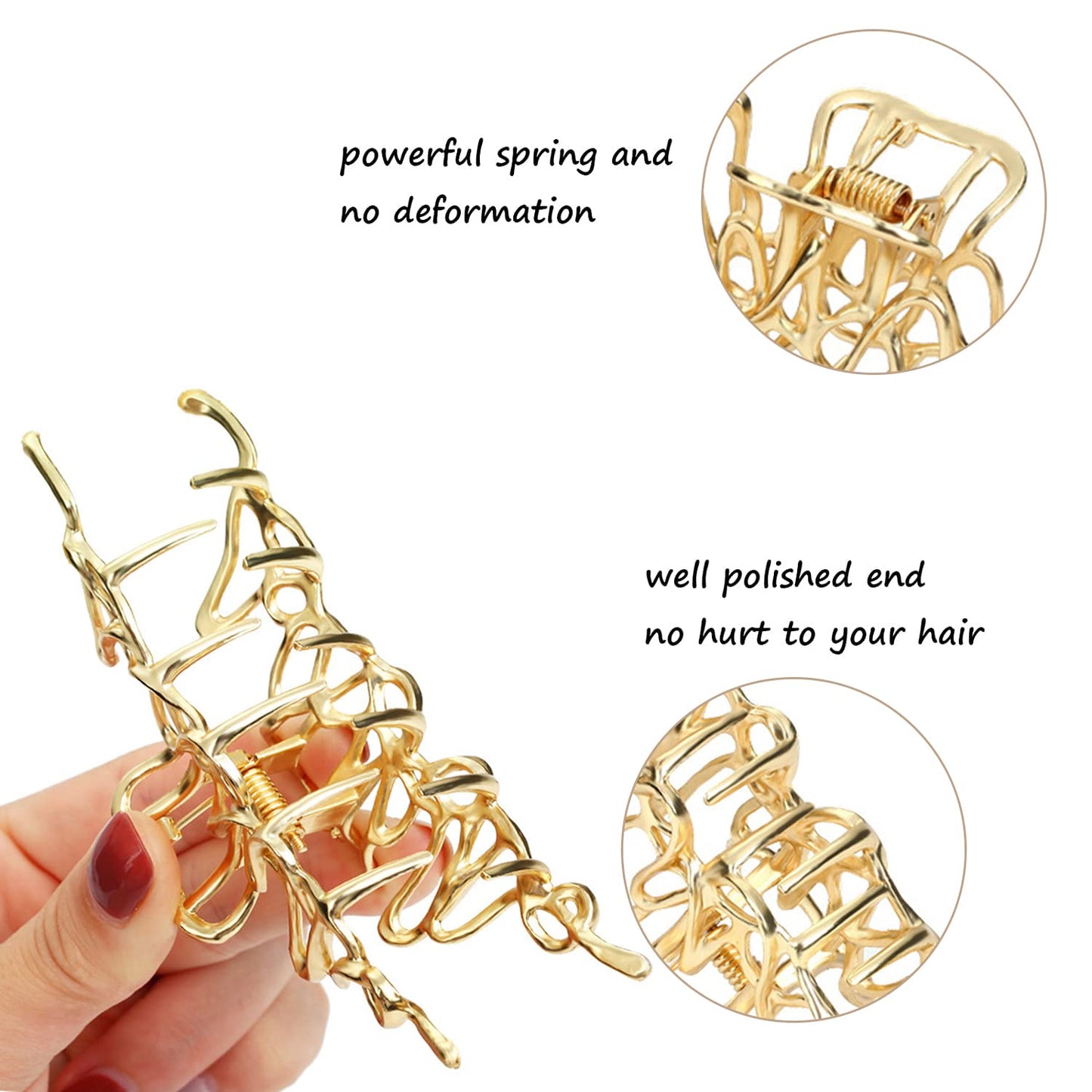 Mehayi 3 PCS Metal Large Claw Clips for Thick Heavy Hair, Strong Hold Big Non-Slip Hair Catch Barrette Jaw Clamp for Long Hair, Fashion Styling Accessories for Women Girls