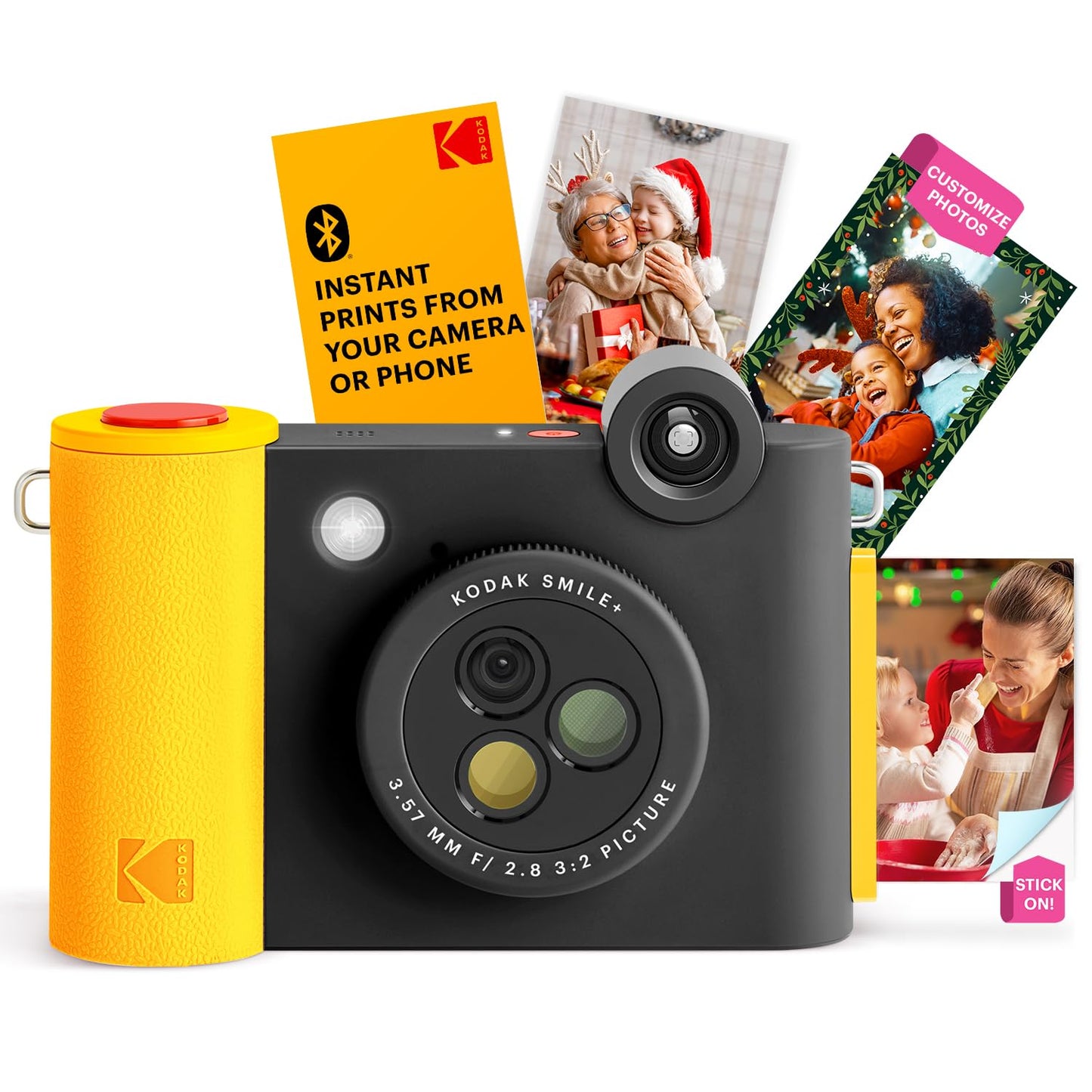 KODAK Smile+ 2-in-1 Digital Instant Print Camera & Wireless Bluetooth Photo Printer - 10MP, Special-Effect Rotating Lens, Zink 2x3” Sticky-Back Photos, Print via Fun App from Smart Devices - Fuchsia