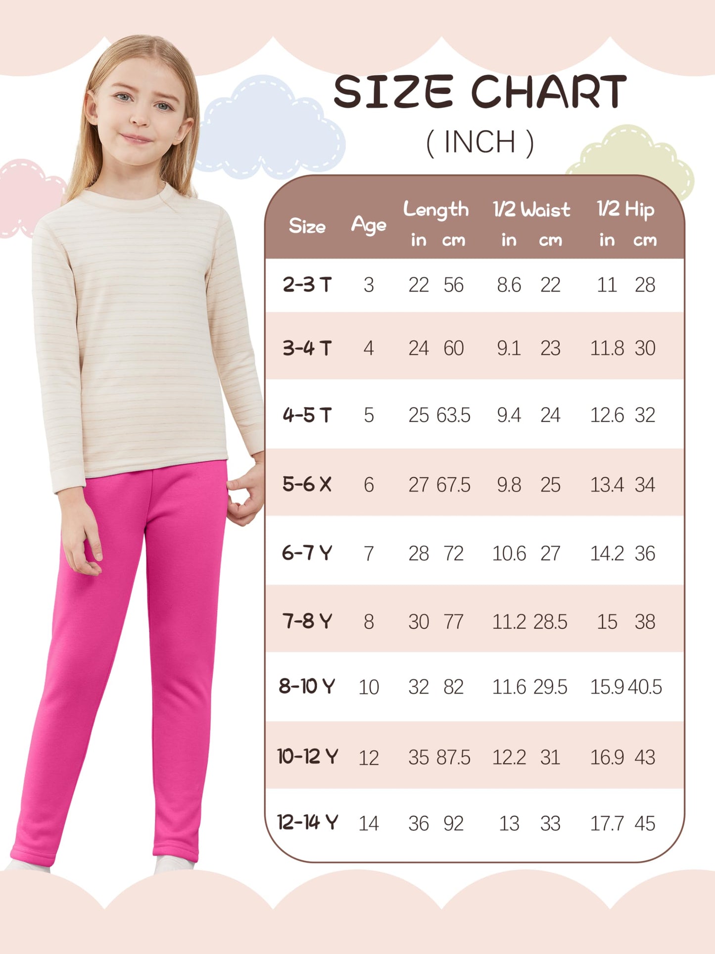 Girls Fleece Lined Leggings Cotton Kids Winter Warm Leggings Thick Thermal Tights Pants