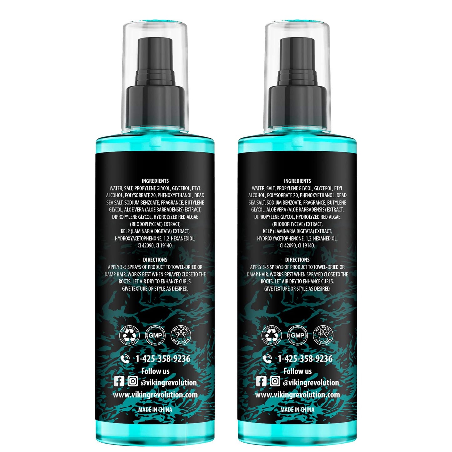 Viking Revolution Sea Salt Spray for Hair Men - Hair Texturizing Spray with Kelp, Aloe Vera and Red Algae Extract - Surf Spray to Add Volume and Texture Sea Salt Spray for Men Beach Hair Spray - 8.8oz