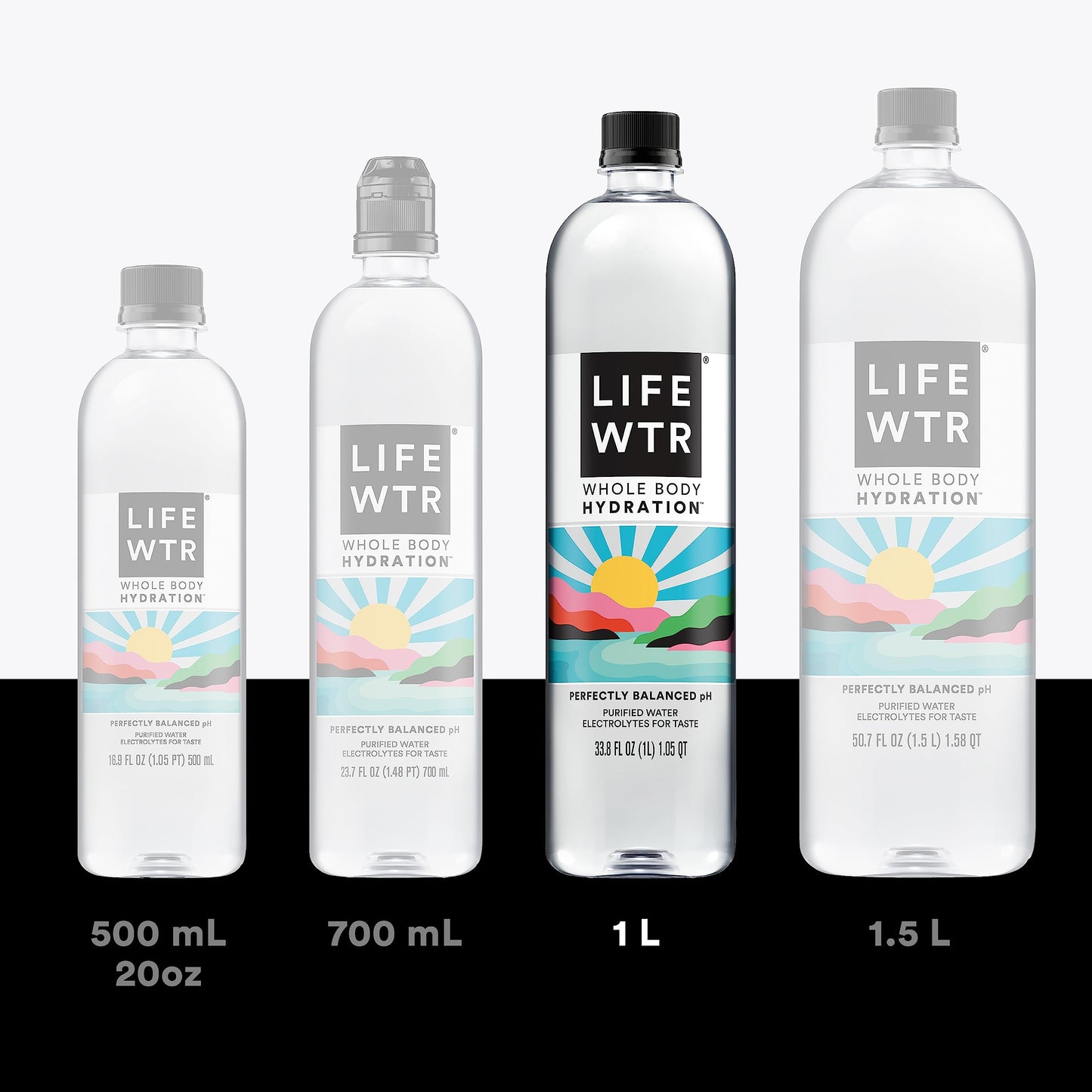 LIFEWTR Premium Purified Water pH Balanced with Electrolytes, 100% recycled plastic bottles, 16.9 Fl Oz Bottles, 500ml (Pack of 12)