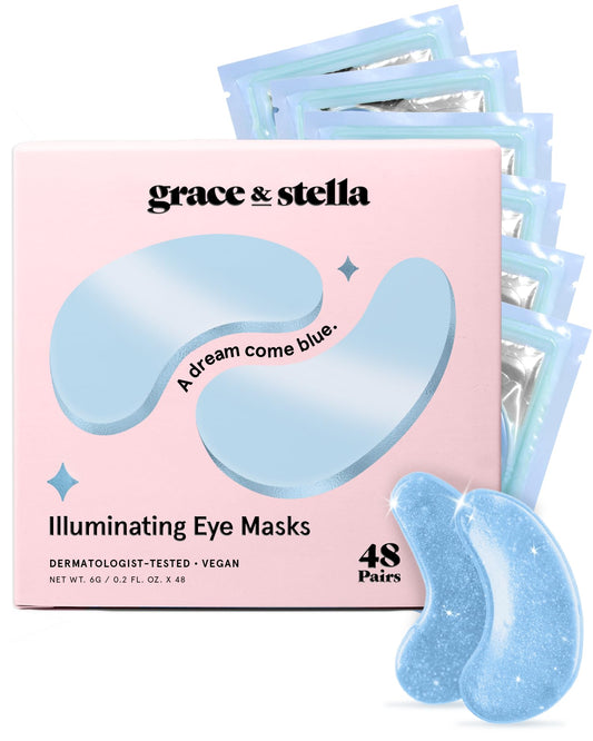 grace & stella Under Eye Mask - Gifts for Women - Reduce Dark Circles, Puffy Eyes, Undereye Bags, Wrinkles - Gel Under Eye Patches - Bridesmaid Gifts - Vegan Self Care (24 Pairs, Gold)