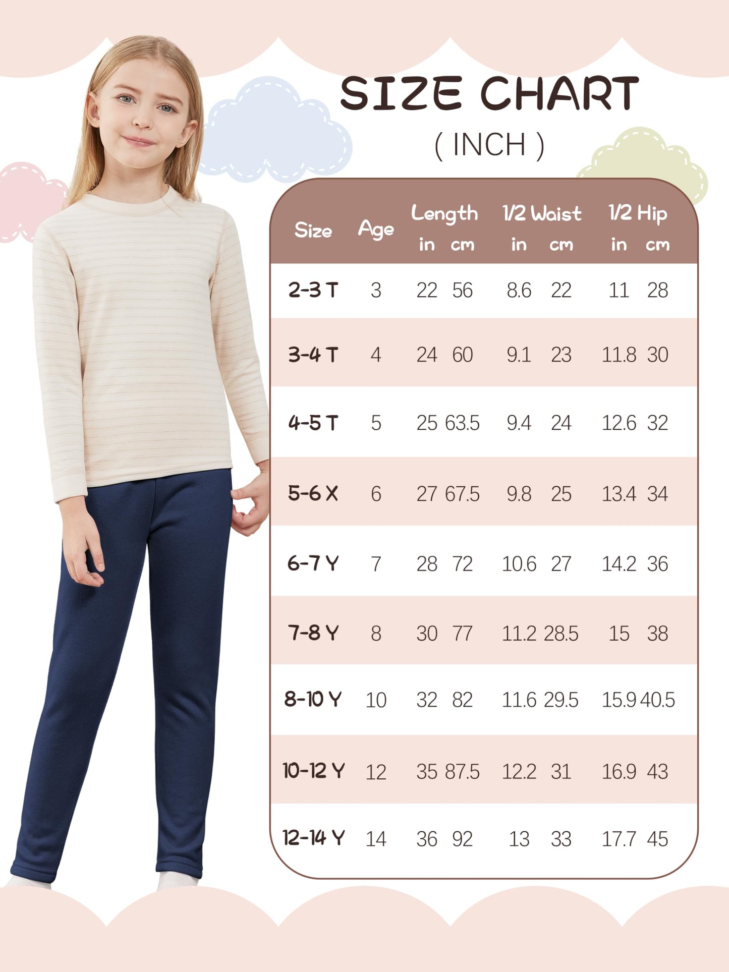 Girls Fleece Lined Leggings Cotton Kids Winter Warm Leggings Thick Thermal Tights Pants