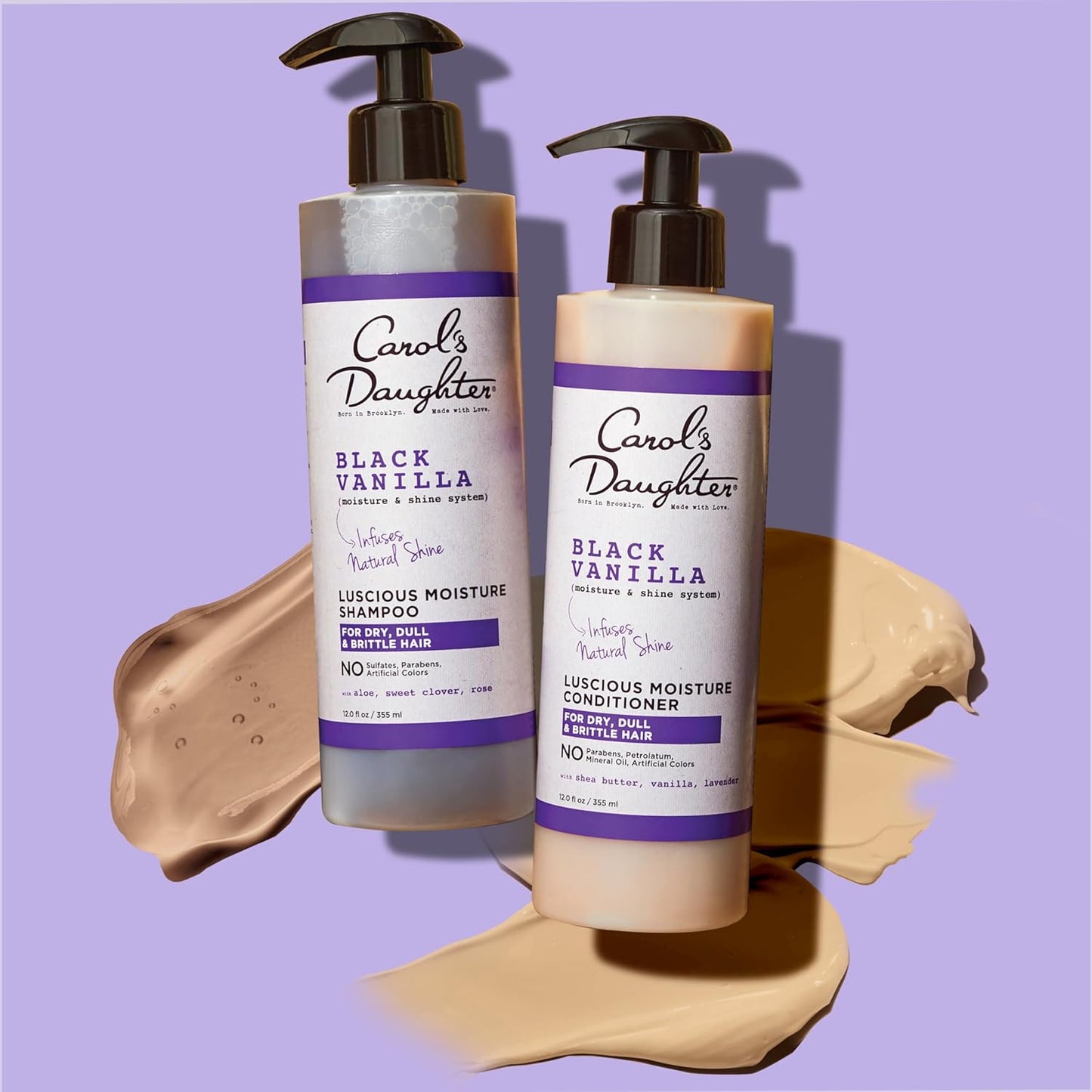 Carol's Daughter Black Vanilla Sulfate Free Shampoo and Conditioner Set for Curly, Wavy or Natural Hair, Moisturizing Hair Care for Dry, Damaged Split Ends, 1 Kit