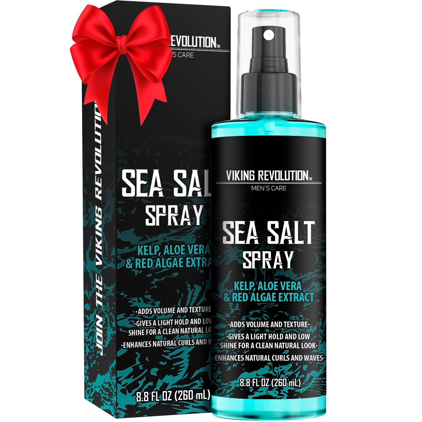 Viking Revolution Sea Salt Spray for Hair Men - Hair Texturizing Spray with Kelp, Aloe Vera and Red Algae Extract - Surf Spray to Add Volume and Texture Sea Salt Spray for Men Beach Hair Spray - 8.8oz