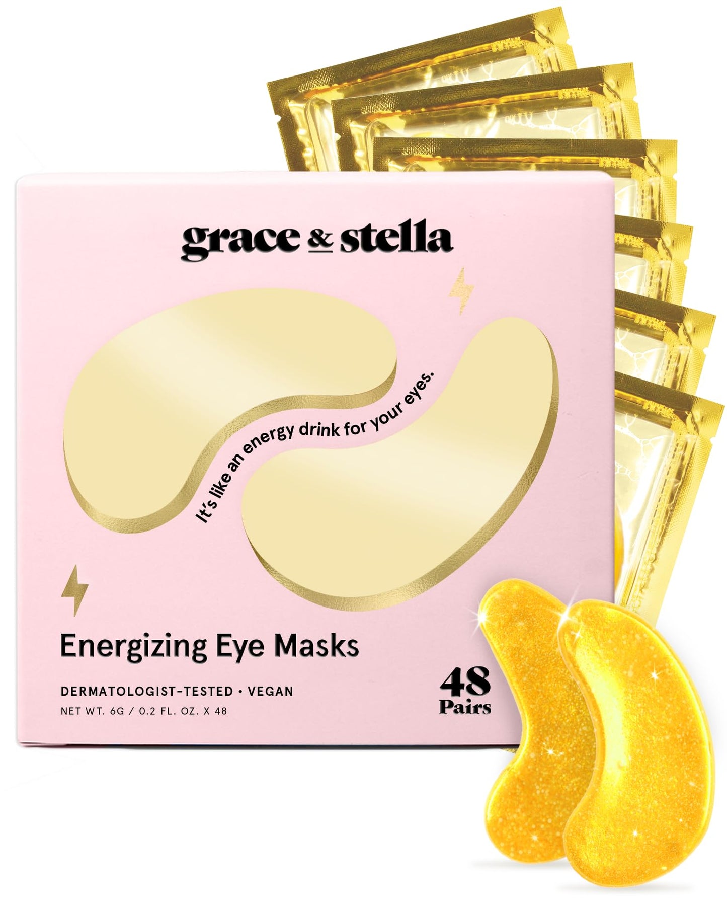 grace & stella Under Eye Mask - Gifts for Women - Reduce Dark Circles, Puffy Eyes, Undereye Bags, Wrinkles - Gel Under Eye Patches - Bridesmaid Gifts - Vegan Self Care (24 Pairs, Gold)