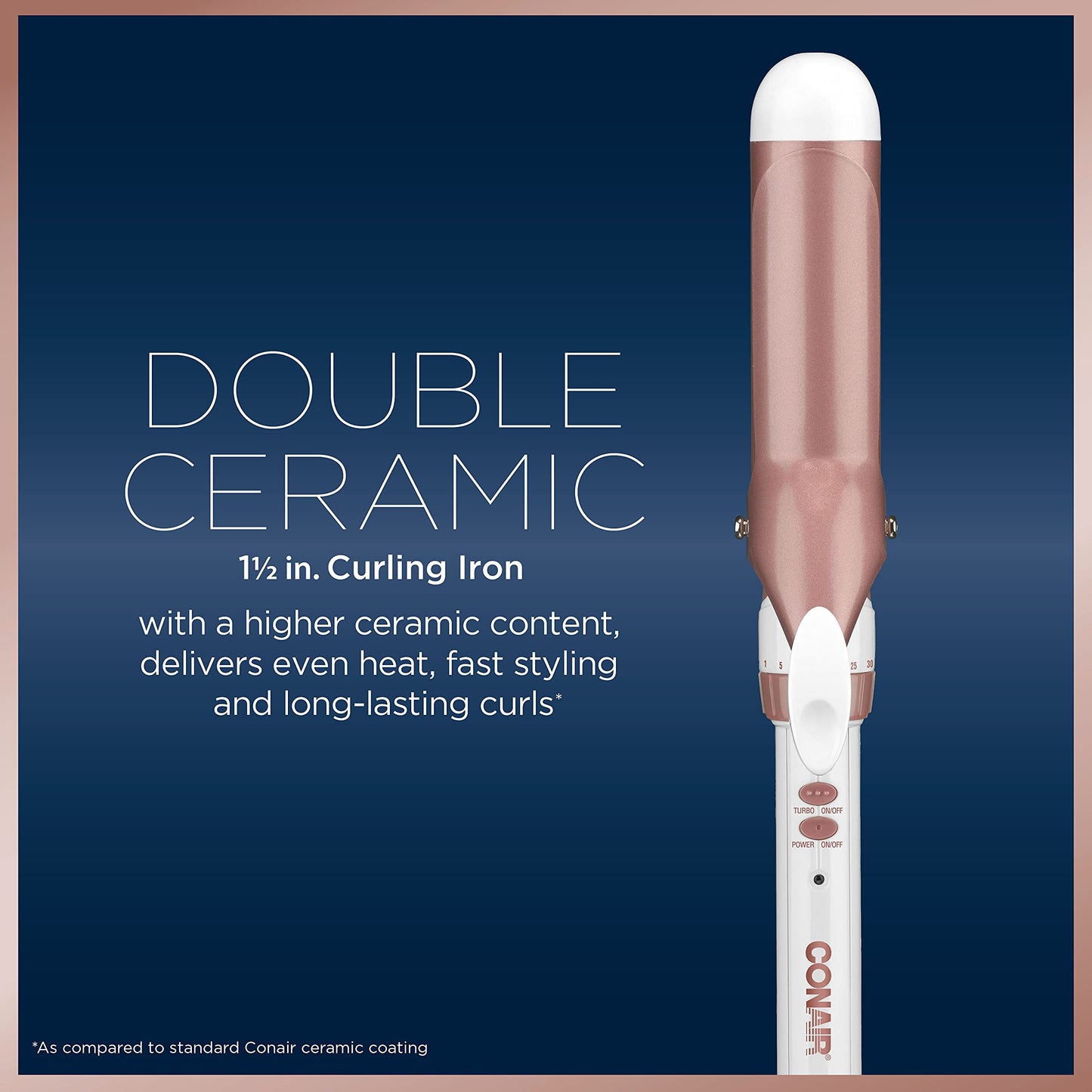 Conair Double Ceramic 1/2-Inch Curling Iron, 1/2-inch barrel produces spiral curls – for use on short to medium hair