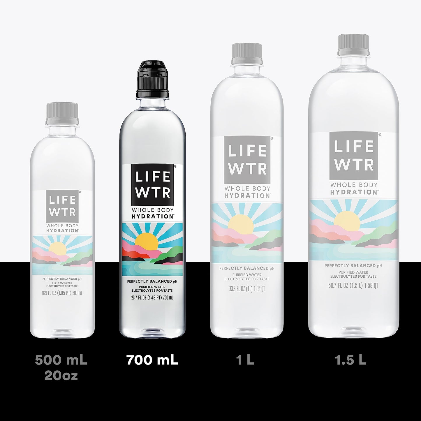 LIFEWTR Premium Purified Water pH Balanced with Electrolytes, 100% recycled plastic bottles, 16.9 Fl Oz Bottles, 500ml (Pack of 12)