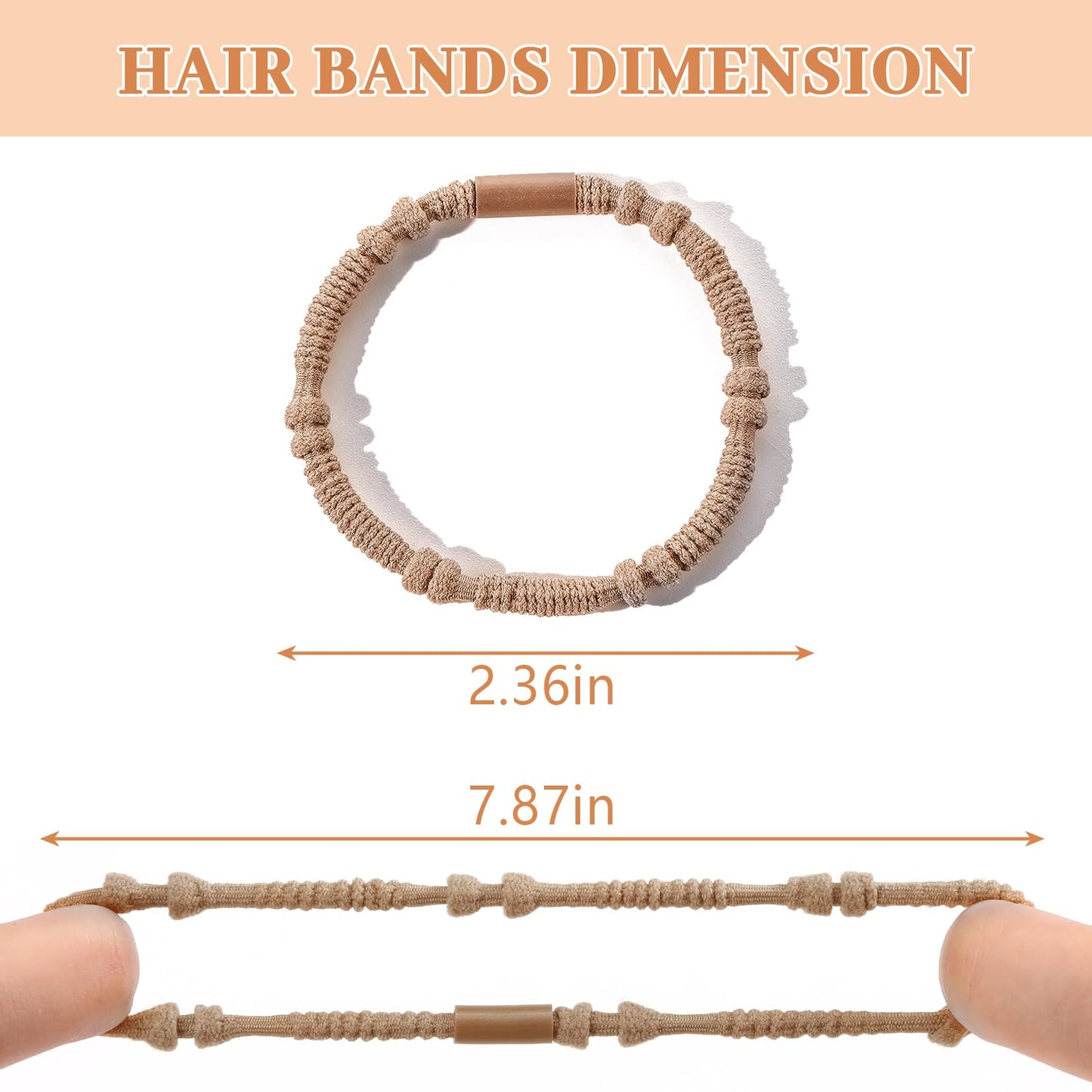 20 PCS Boho Hair Ties, Bracelets Hair Ties for Thick or Thin Hair, 4 Styles Boho Ties for Ponytail Holders, 2.36’’ Hair Ties No-Damage, Brown