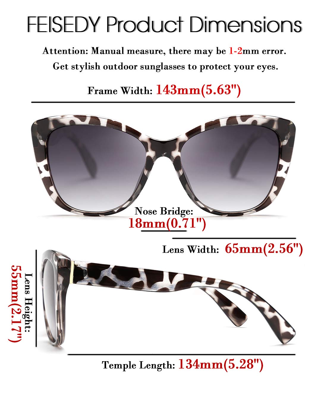 FEISEDY Polarized Vintage Sunglasses American Womens Square Jackie O Cat Eye Sunglasses B2451