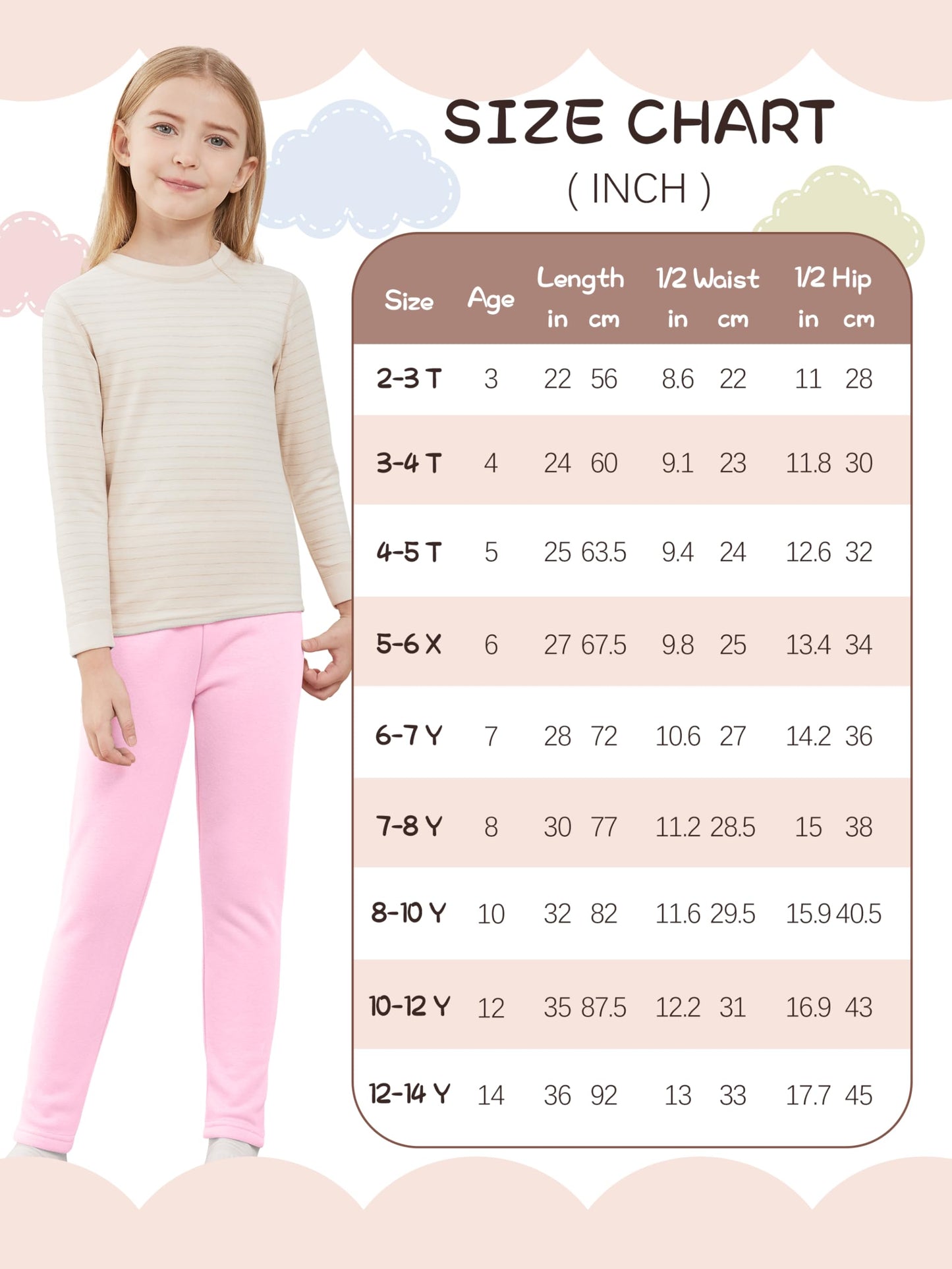 Girls Fleece Lined Leggings Cotton Kids Winter Warm Leggings Thick Thermal Tights Pants