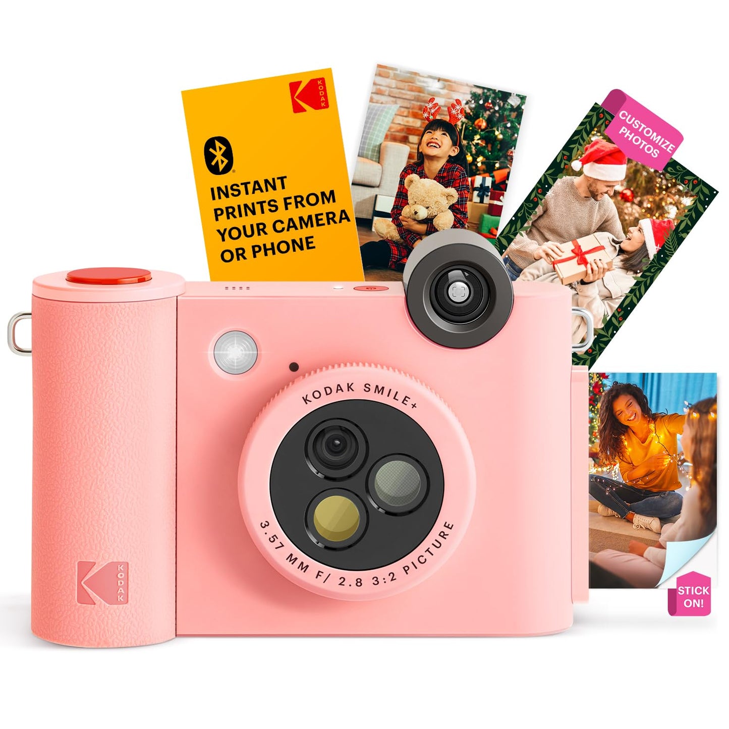 KODAK Smile+ 2-in-1 Digital Instant Print Camera & Wireless Bluetooth Photo Printer - 10MP, Special-Effect Rotating Lens, Zink 2x3” Sticky-Back Photos, Print via Fun App from Smart Devices - Fuchsia