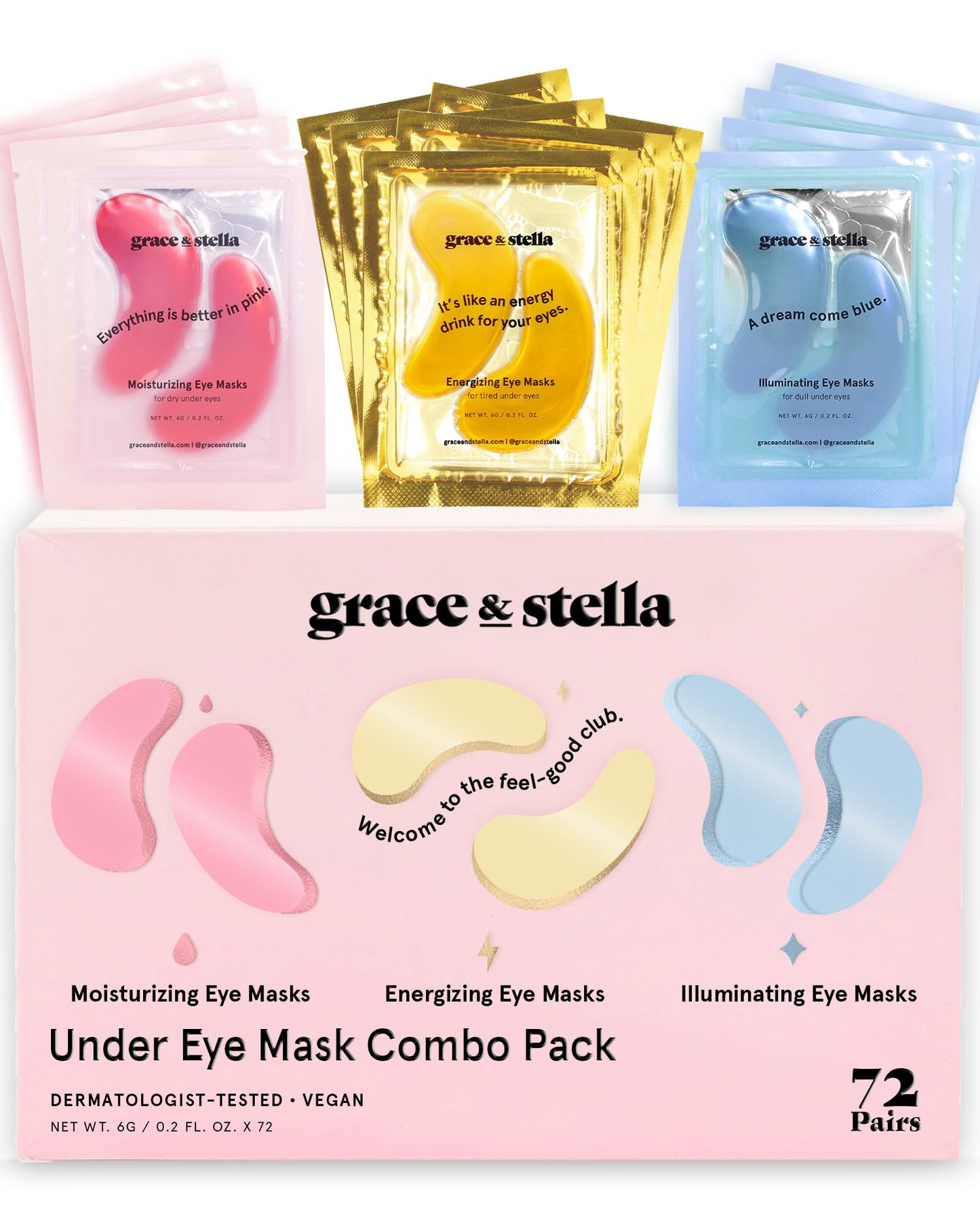 grace & stella Under Eye Mask - Gifts for Women - Reduce Dark Circles, Puffy Eyes, Undereye Bags, Wrinkles - Gel Under Eye Patches - Bridesmaid Gifts - Vegan Self Care (24 Pairs, Gold)