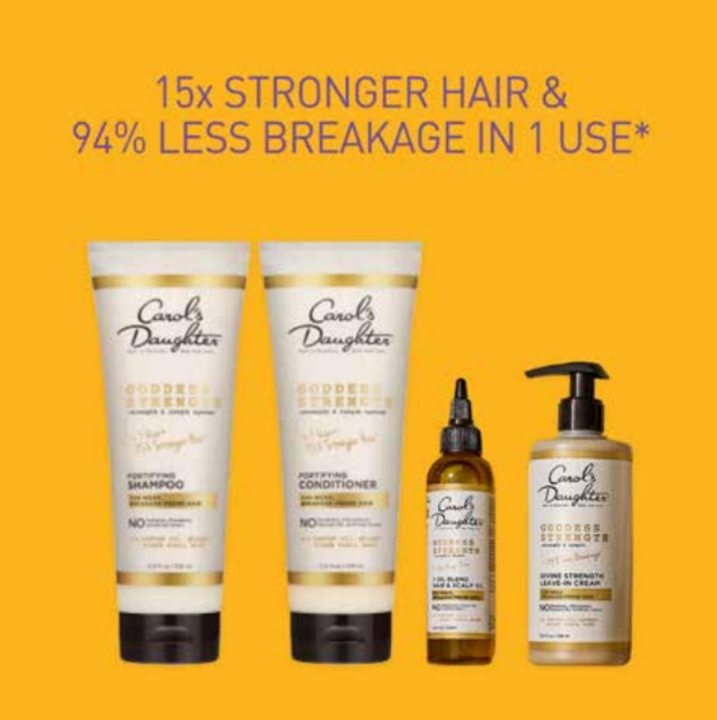 Carol's Daughter X Coco Gauff Goddess Strong Bundle: Hair Care Kit with Shampoo, Conditioner, Leave-In Treatment and Scalp Oil, 4 Items