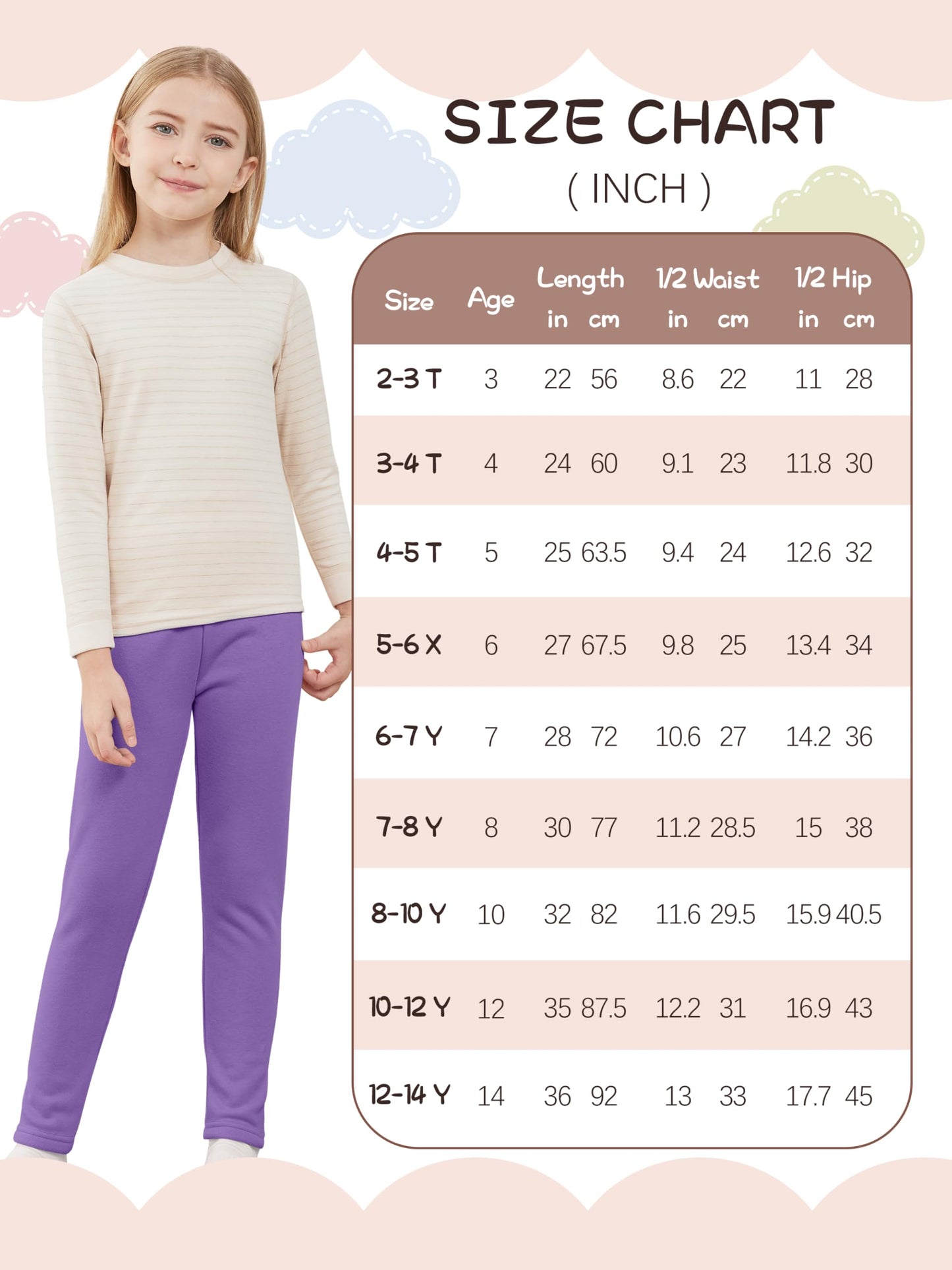 Girls Fleece Lined Leggings Cotton Kids Winter Warm Leggings Thick Thermal Tights Pants