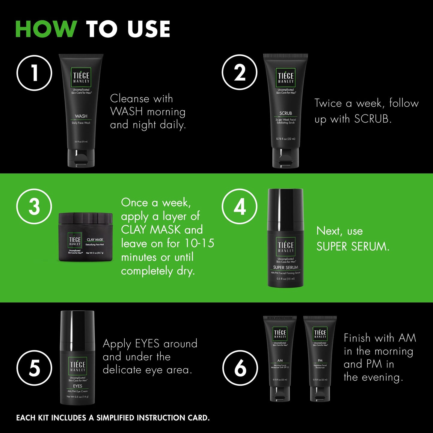 Tiege Hanley Mens Skin Care Set, Anti-Aging Skin Care Routine for Men (System Level 3) - Men's Skincare Set for Fines Lines Includes Face Wash, Scrub, Moisturizer, Eye Cream, & Face Serum