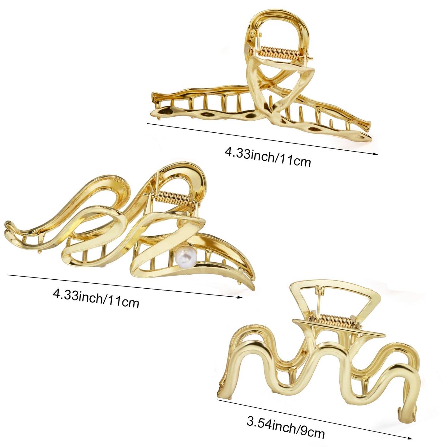 Mehayi 3 PCS Metal Large Claw Clips for Thick Heavy Hair, Strong Hold Big Non-Slip Hair Catch Barrette Jaw Clamp for Long Hair, Fashion Styling Accessories for Women Girls