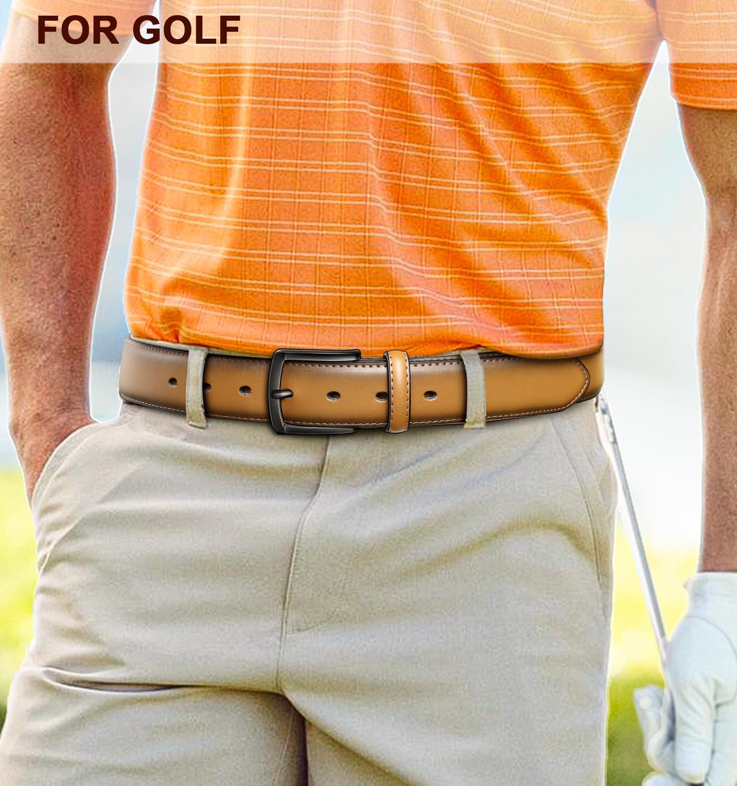 KEMISANT Men Belt 2Pack – Genuine Leather Belt for Men Dress Casual Golf Jeans 1 3/8"