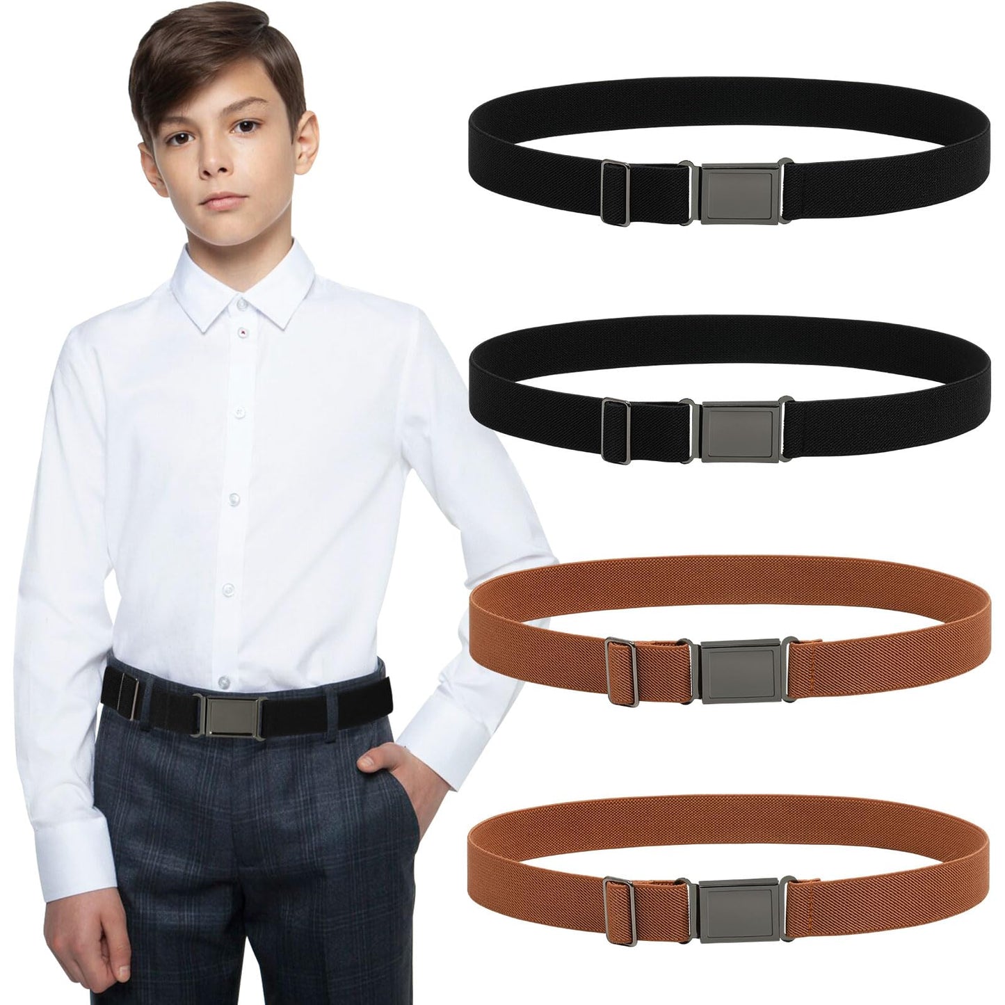 Kajeer Magnetic Boys Belt, Adjustable Elastic Kids Belts for Boys Girl with Magnetic Buckle