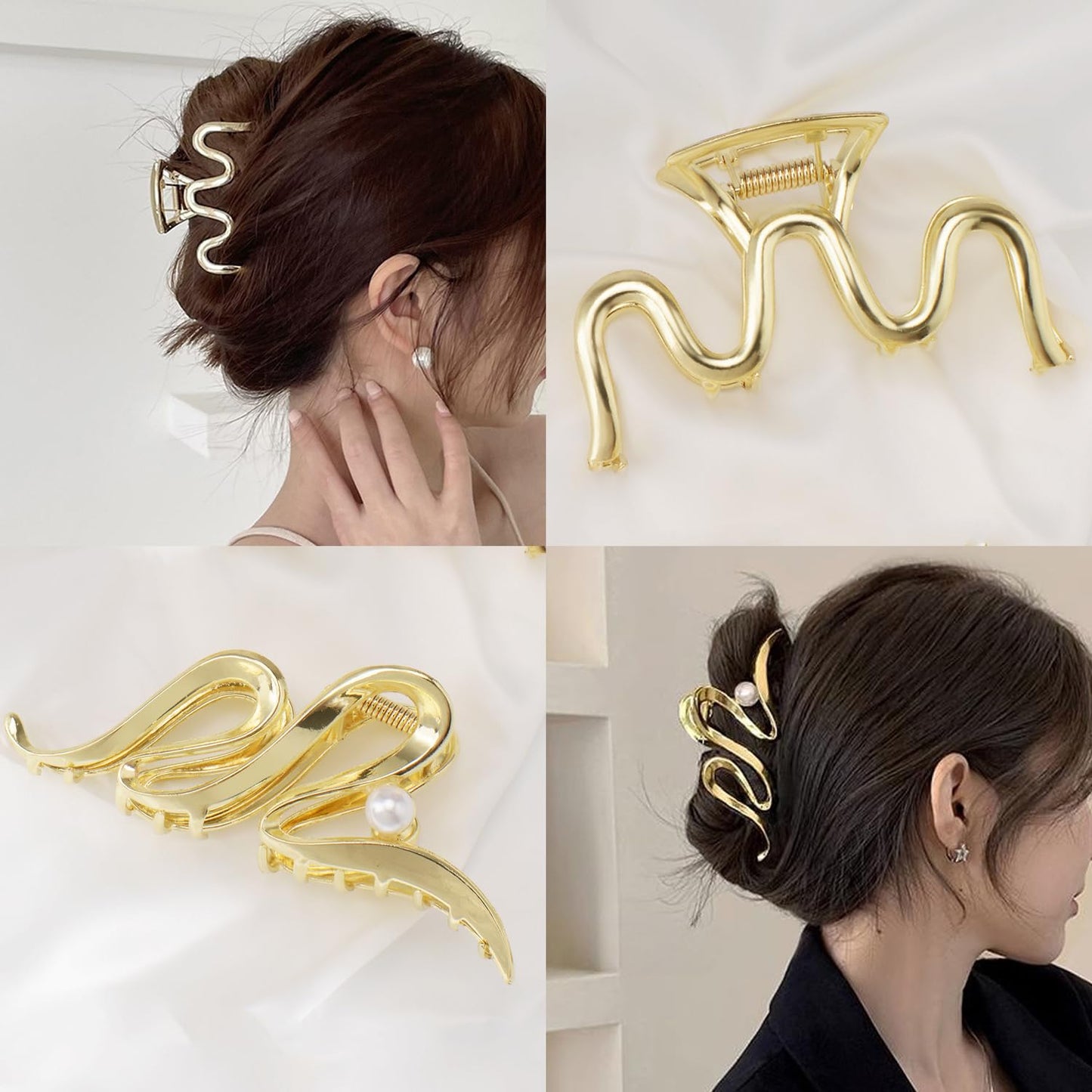 Mehayi 3 PCS Metal Large Claw Clips for Thick Heavy Hair, Strong Hold Big Non-Slip Hair Catch Barrette Jaw Clamp for Long Hair, Fashion Styling Accessories for Women Girls