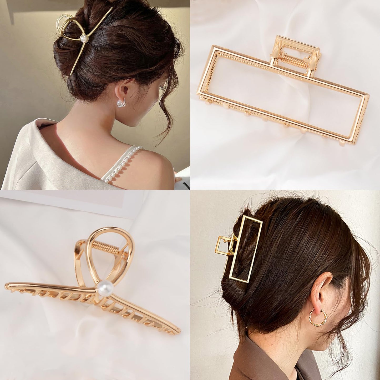 Mehayi 3 PCS Metal Large Claw Clips for Thick Heavy Hair, Strong Hold Big Non-Slip Hair Catch Barrette Jaw Clamp for Long Hair, Fashion Styling Accessories for Women Girls