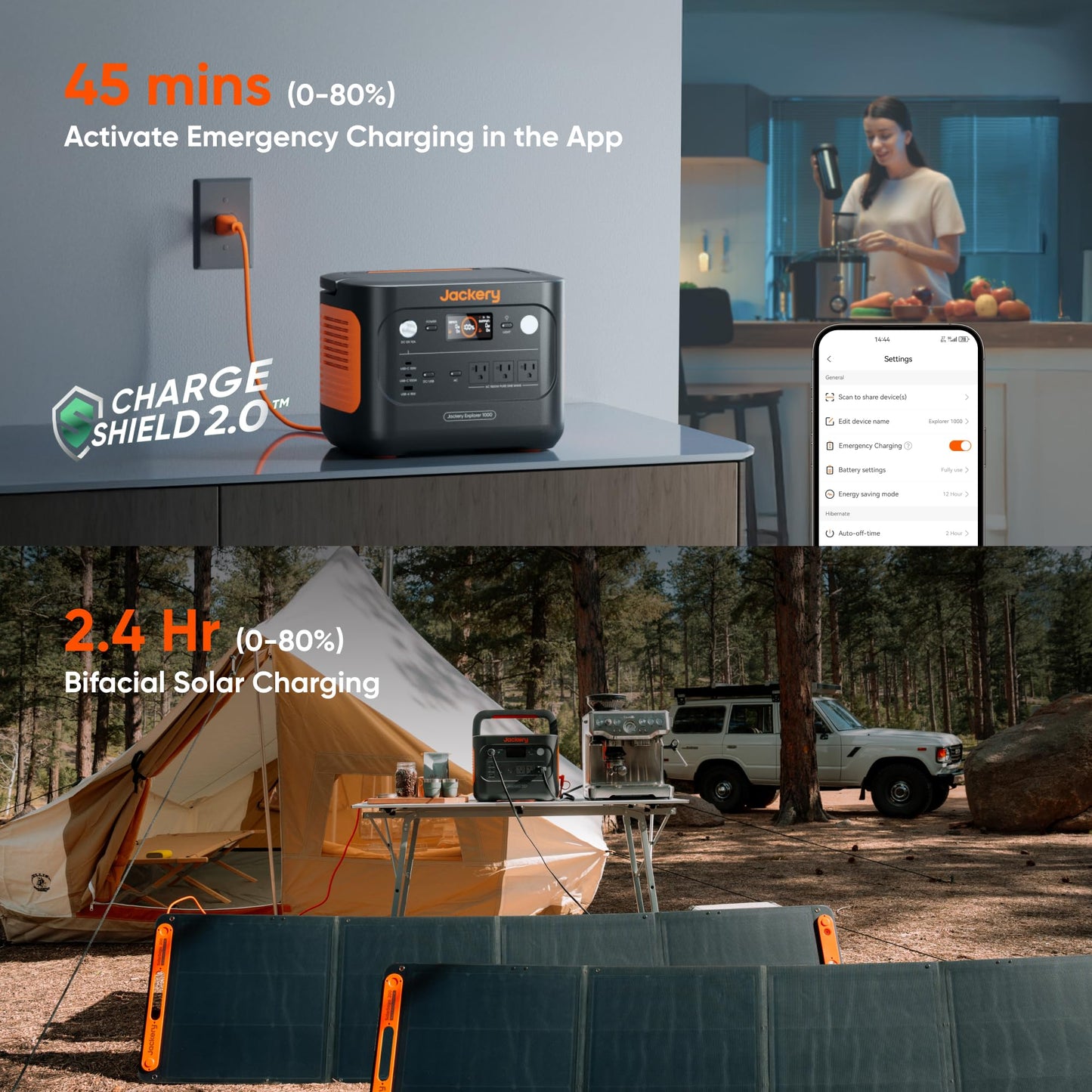 Jackery Explorer 1000 v2 Portable Power Station,1070Wh LiFePO4 Battery,1500W AC/100W USB-C Output, 1 Hr Fast Charge, Solar Generator for Outdoor Camping,Emergency, RV, Off-Grid Living