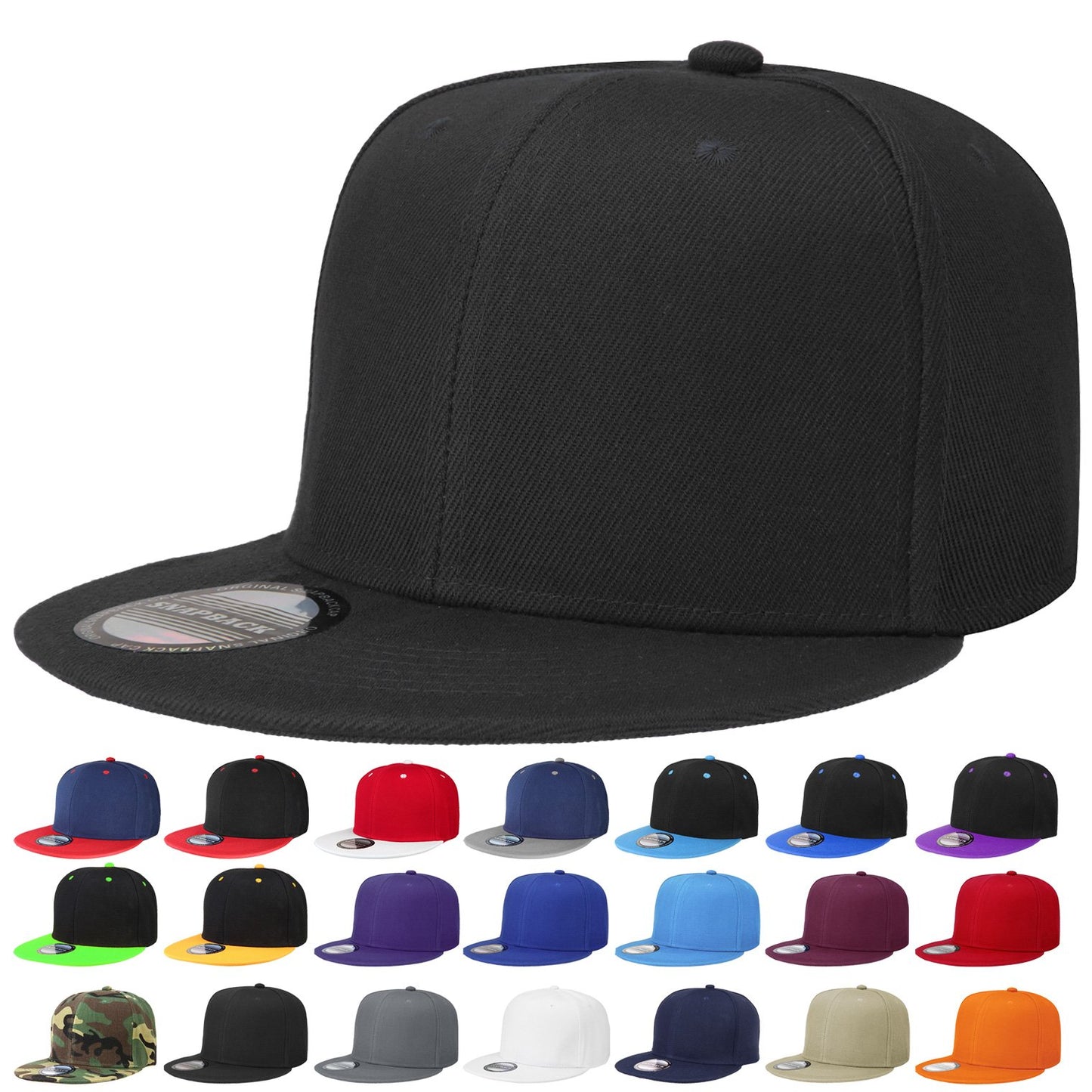 Classic Snapback Hat Cap Hip Hop Style Flat Bill Blank Solid Color Adjustable Size