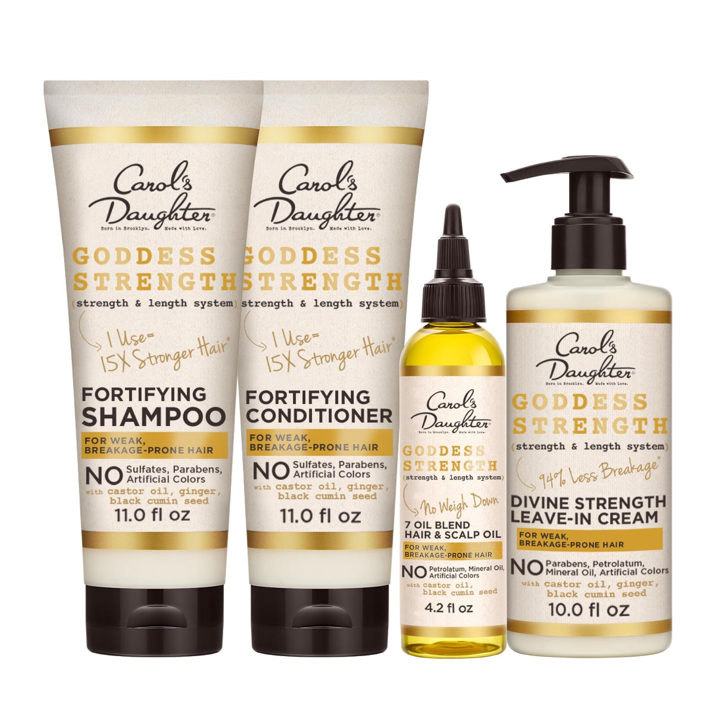 Carol's Daughter X Coco Gauff Goddess Strong Bundle: Hair Care Kit with Shampoo, Conditioner, Leave-In Treatment and Scalp Oil, 4 Items