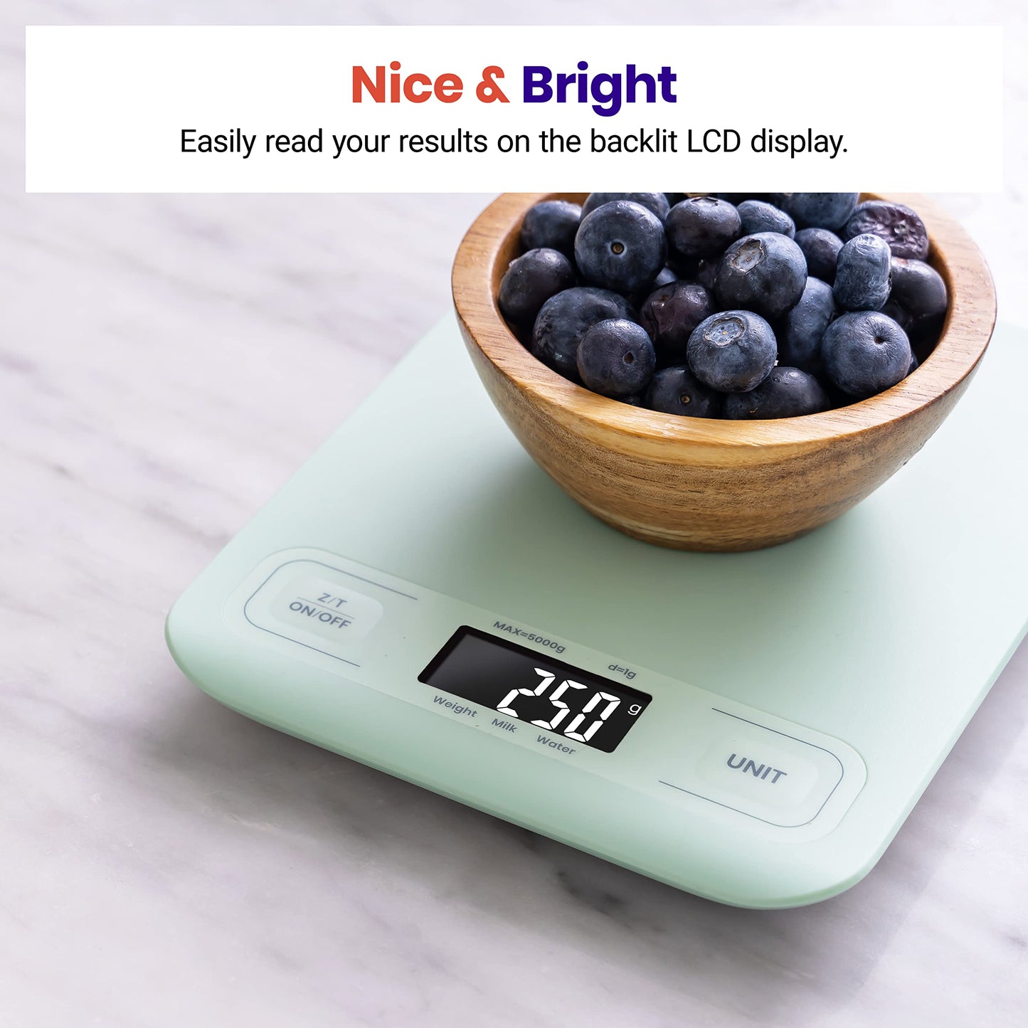 Etekcity Food Kitchen Scale, Digital Grams and Ounces for Weight Loss, Baking, Cooking, Keto and Meal Prep, LCD Display, Medium, 304 Stainless Steel